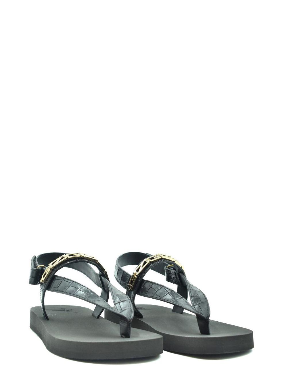Giuseppe Zanotti Black Chain Flat Sandals for men