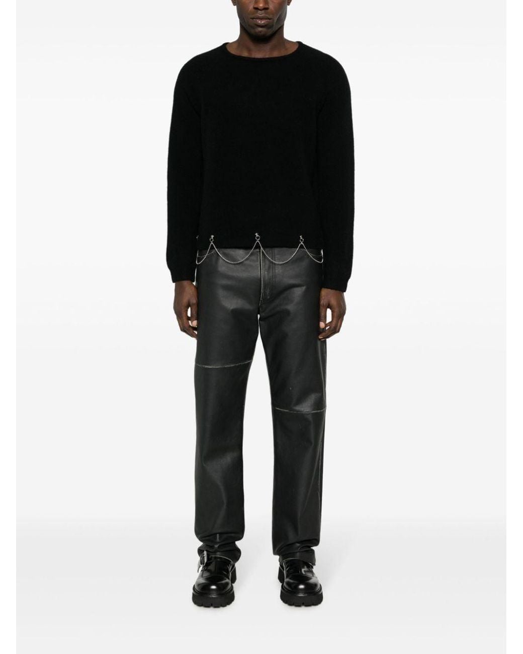 Random Identities White Long-Sleeved Chain-Embellished Jumper for men