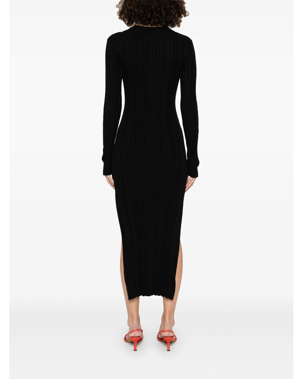 Loulou de Saison Black Rib Long Dress Clothing