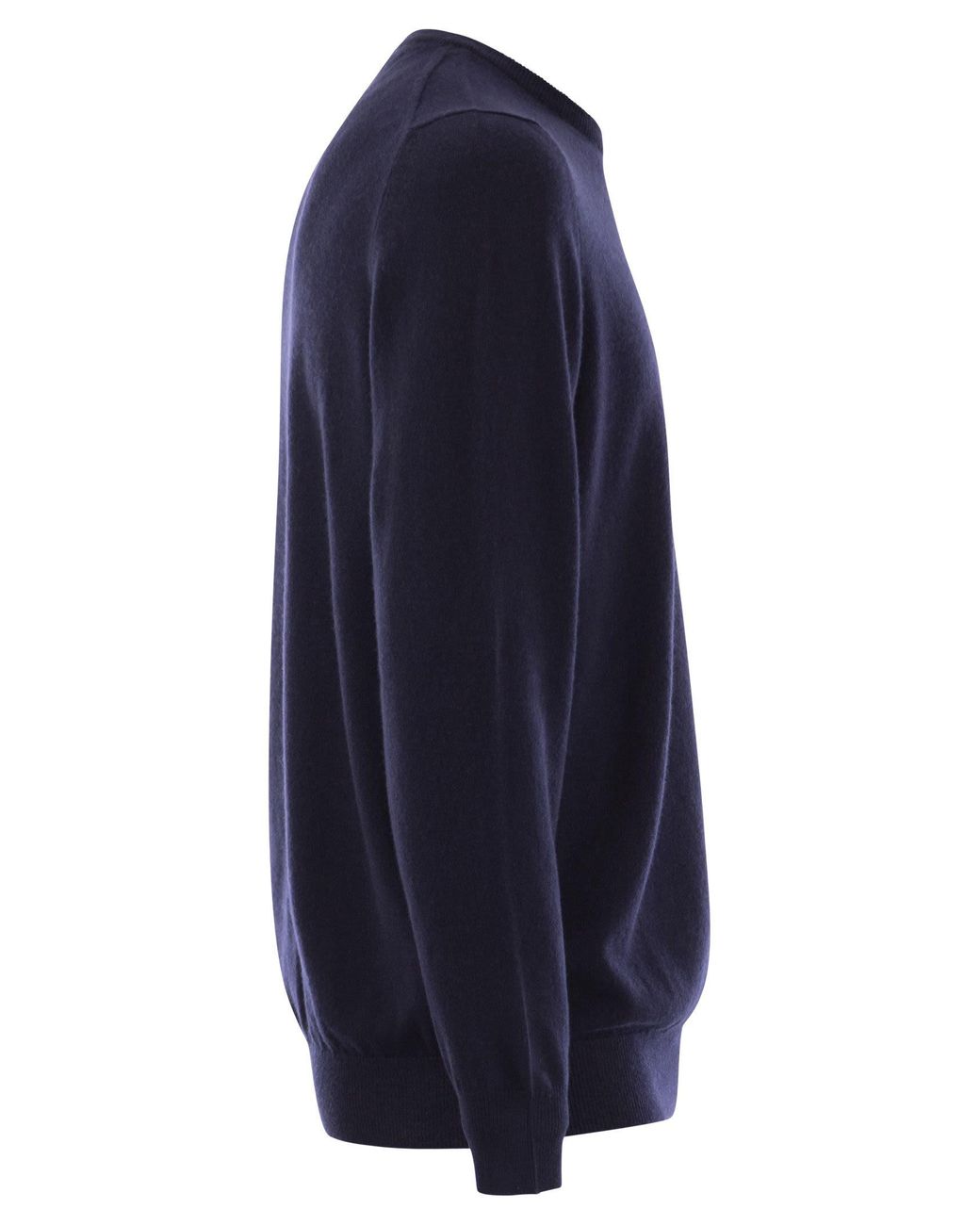 Fedeli Blue Argentina Baby Cashmere Crew Neck Sweater for men