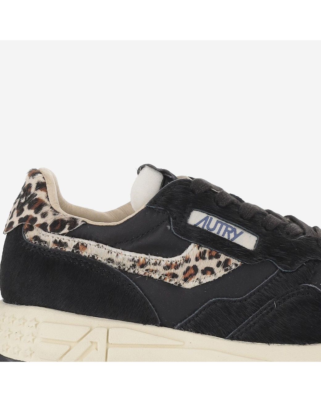 Autry Blue Ponyskin Sneakers With Contrasting Animal Print Accents