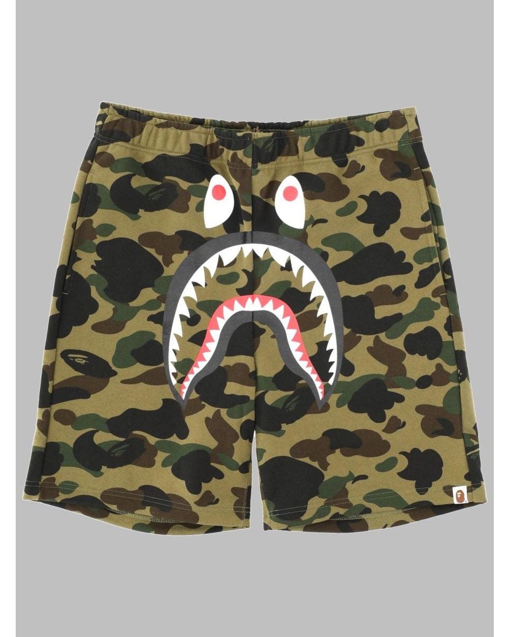 A Bathing Ape Green Shark Camouflage Shorts for men