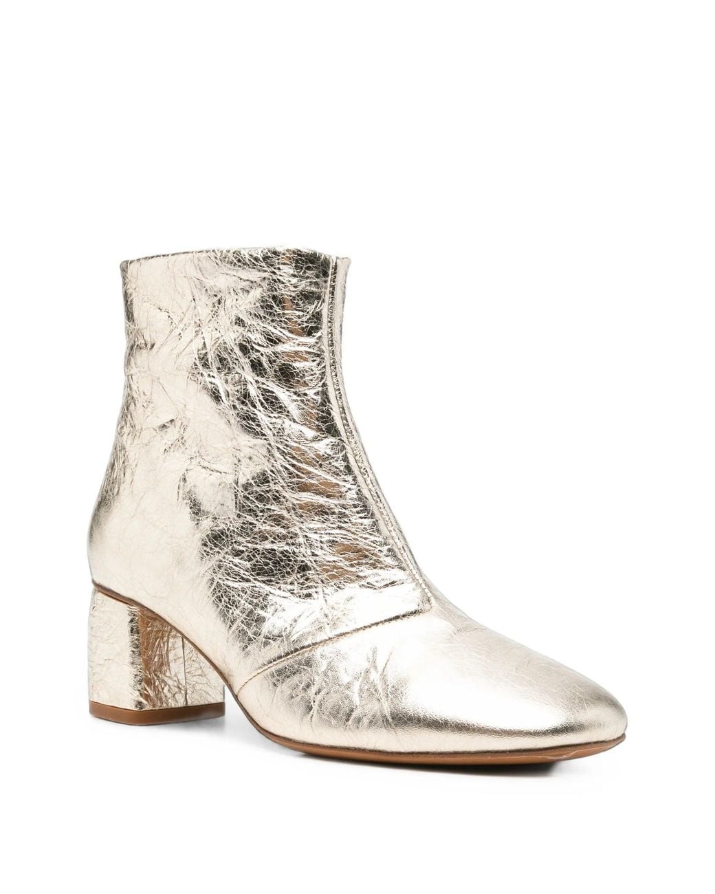 Forte_forte White "My Alma" Stivaletto Chic Pelle Laminata Craquele'