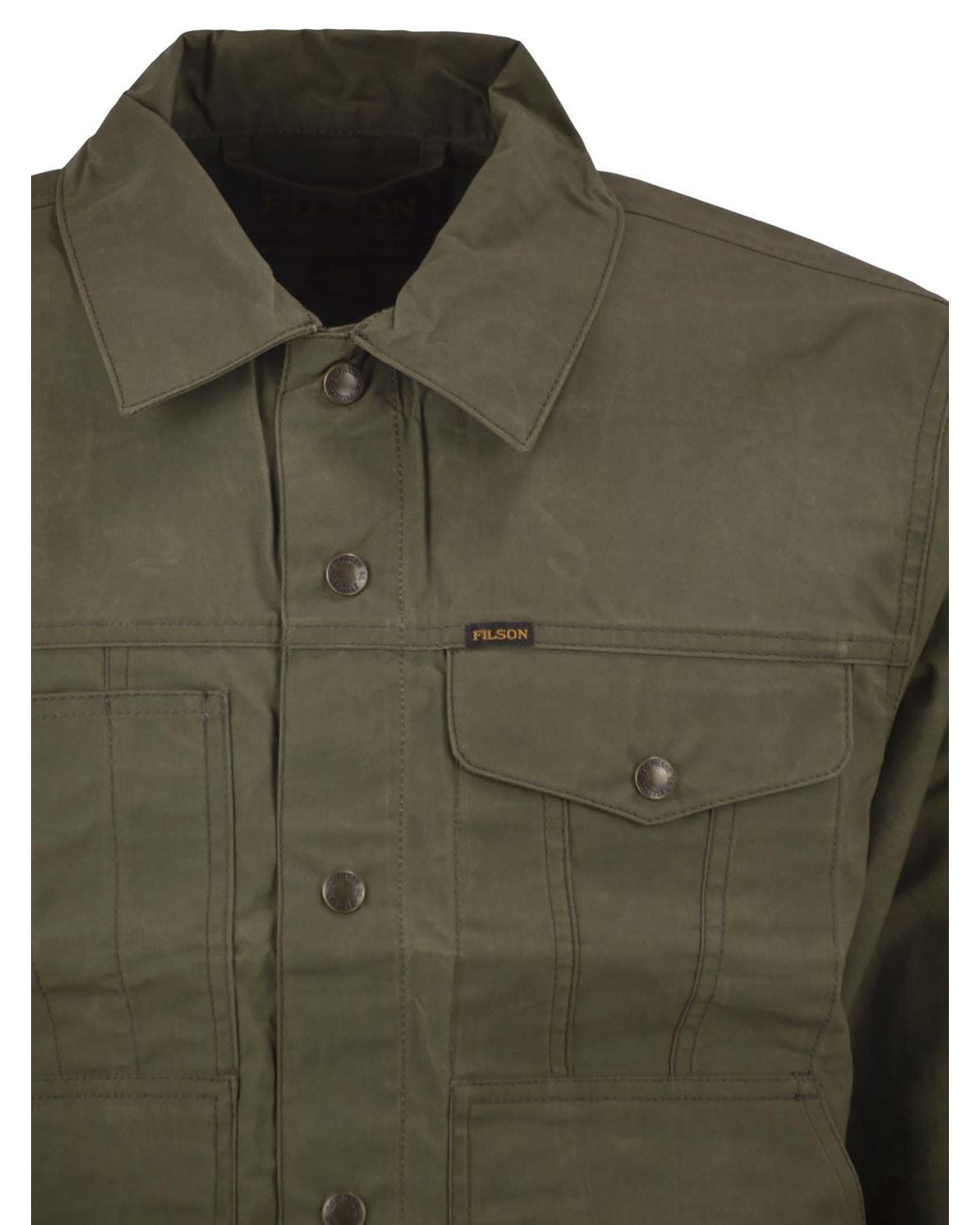 Filson Green Cotton Workwear Jacket With Utility Pockets