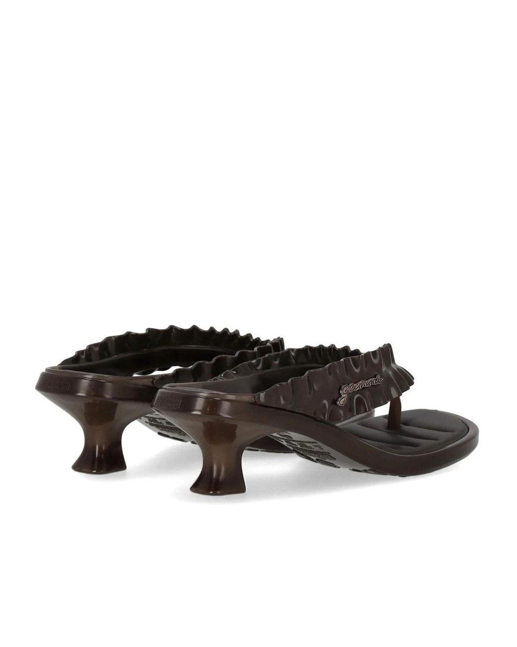 Ganni Brown Heeled Flip Flop