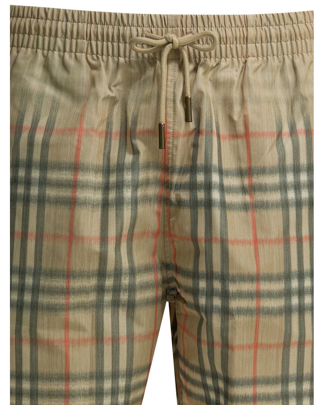 Burberry Green Check Polyester Swim Shorts for men