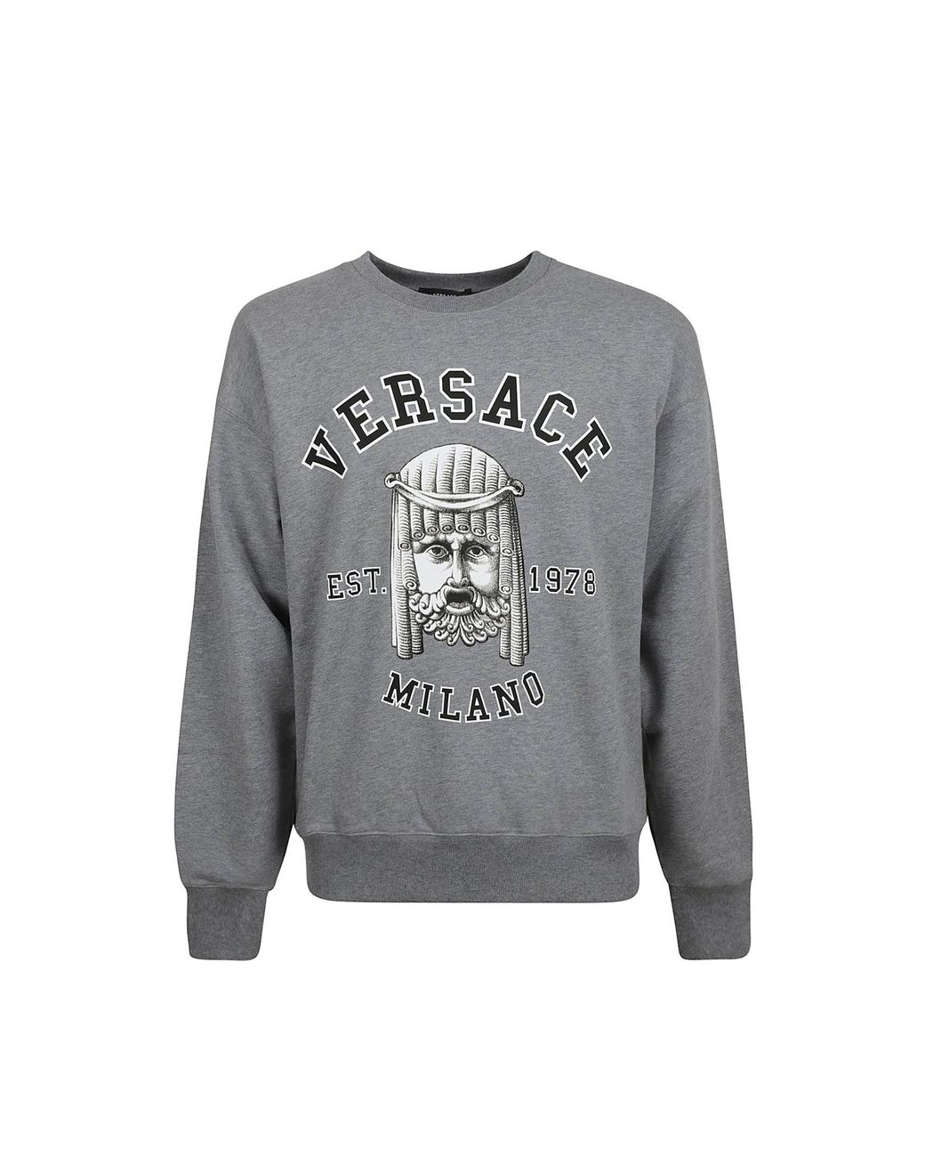 Versace Gray Cotton Crewneck Sweatshirt for men