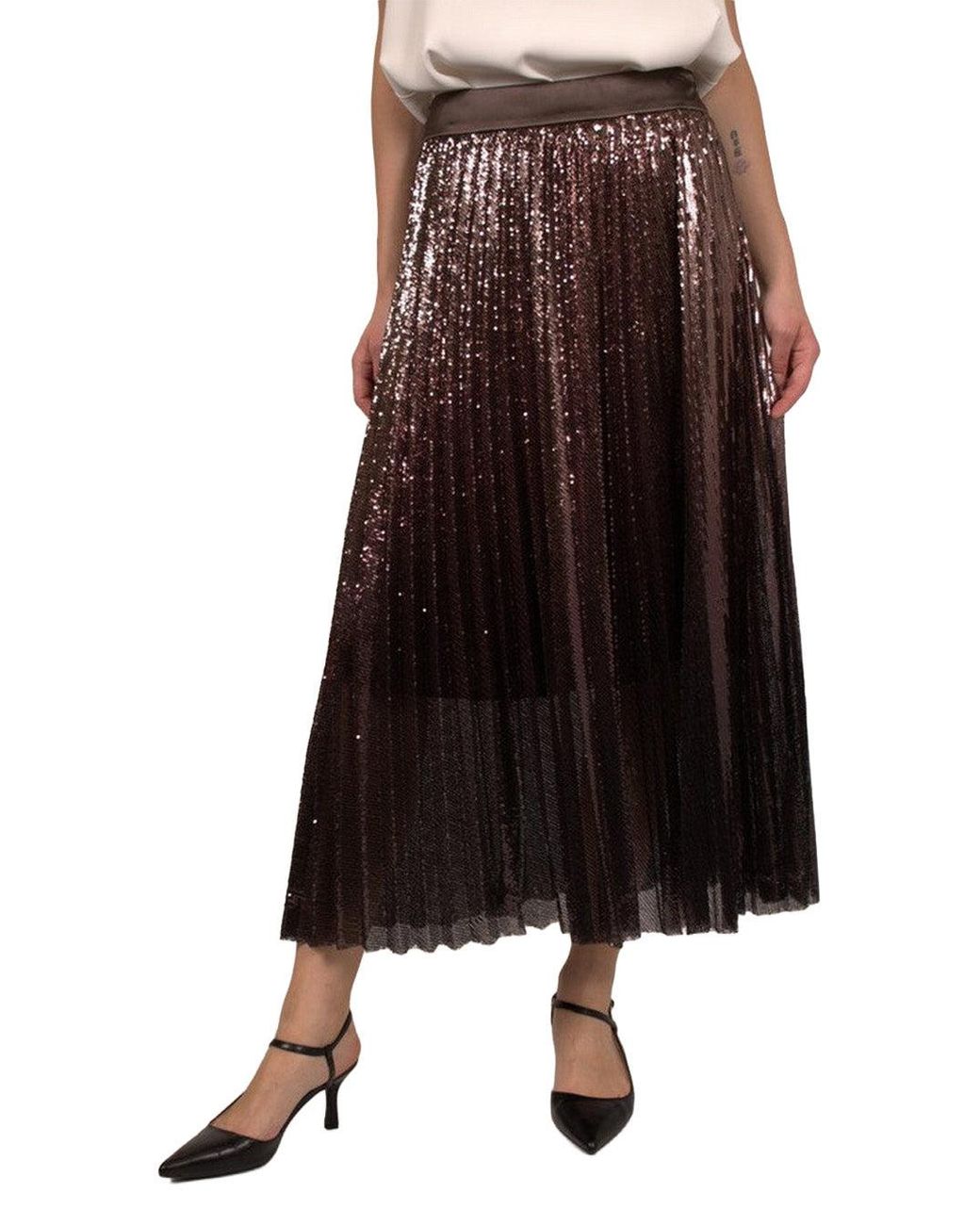 Peserico Black Crepe Midi Skirt