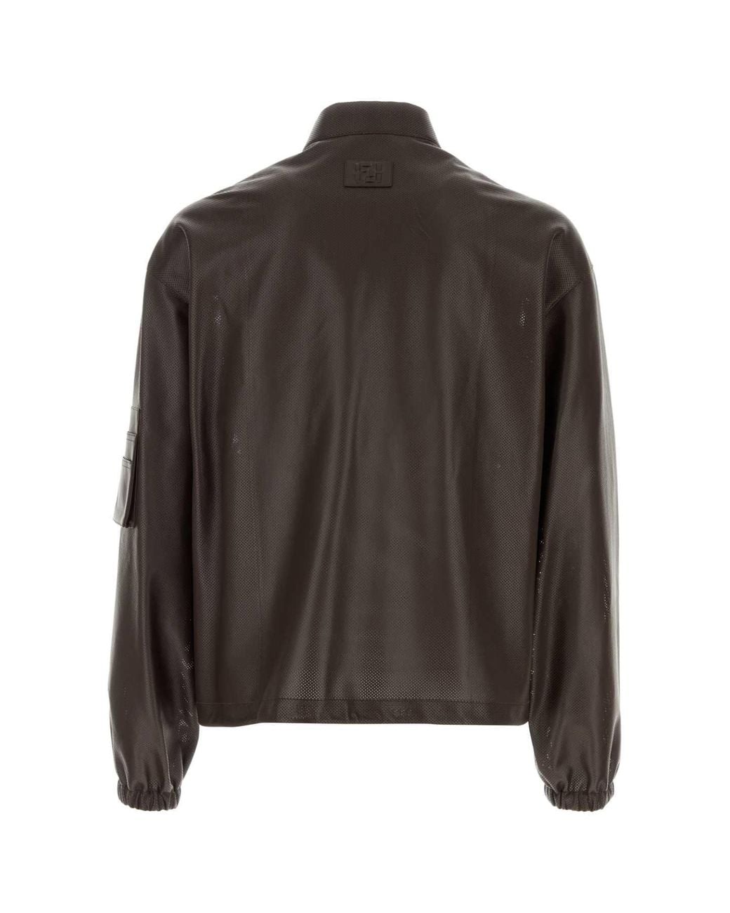 Fendi Brown Chocolate Nappa Leather Bomber Jacket for men