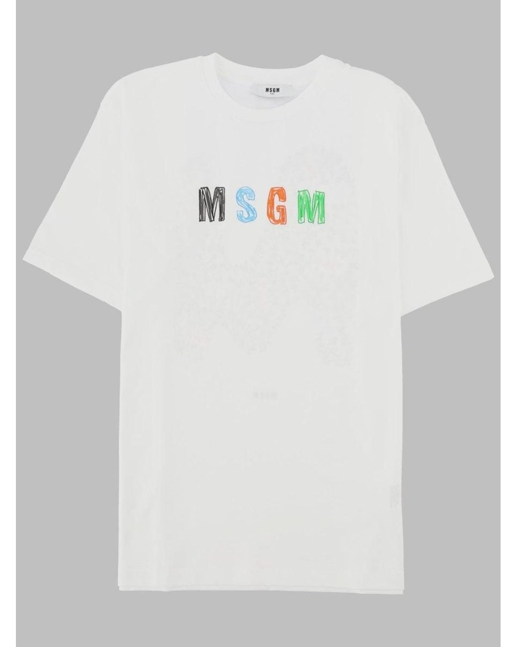 MSGM White Kids 100% Cotton Mini T-Shirt
