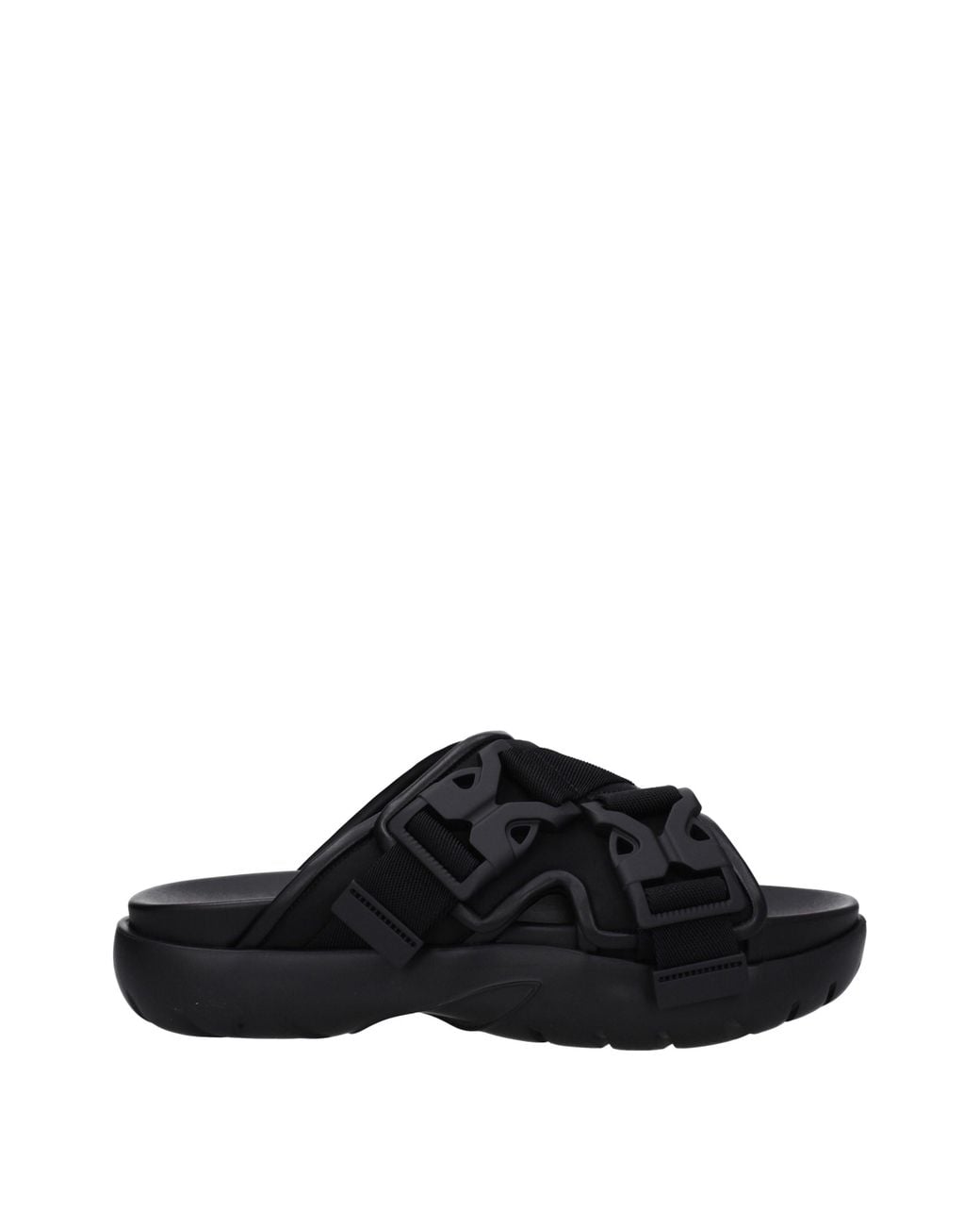 Bottega Veneta Black Webbing-Trimmed Rubber Sandals for men