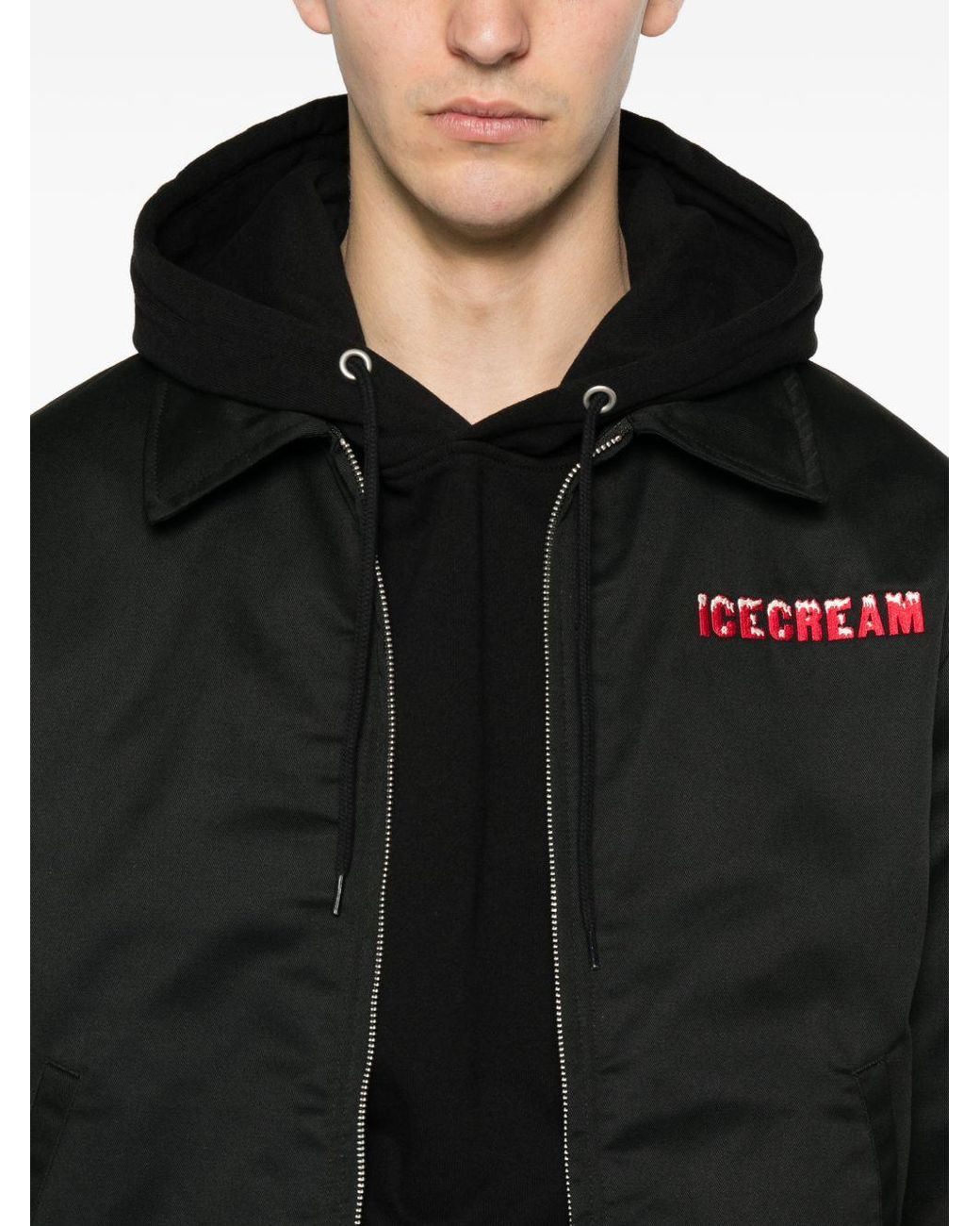 ICECREAM Black Logo Zipped Blouson Jacket