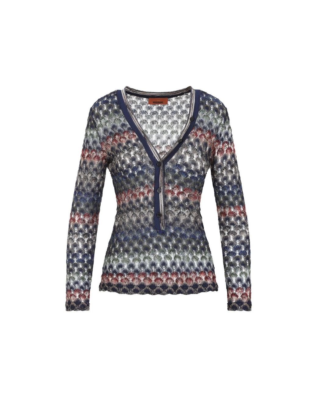 Missoni Blue Multidark Version V Neck Sweater