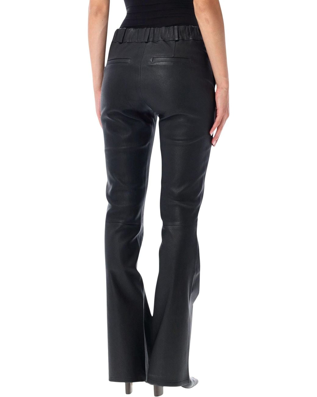 Arma Blue Slim Fit Leather Flare Trousers