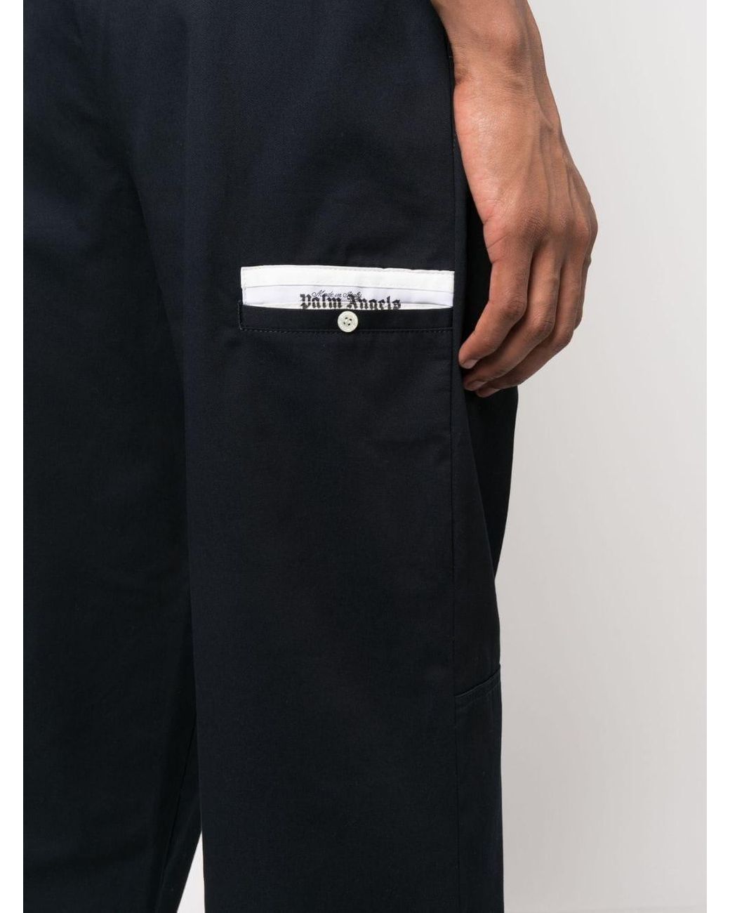 Palm Angels Blue Cotton Trousers for men