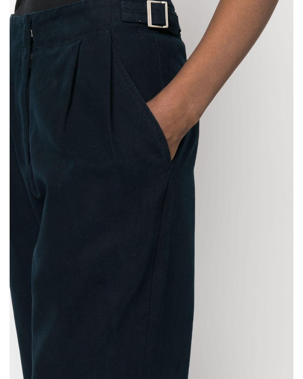 A.P.C. Blue Pleat-Detail Wide-Leg Cotton Trousers