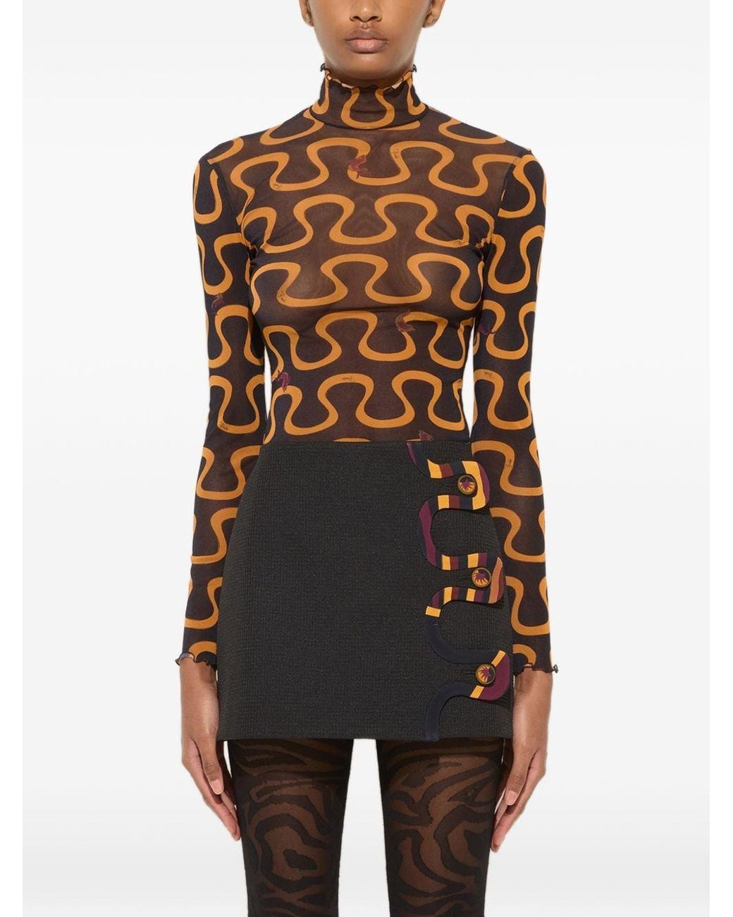 Emilio Pucci Brown Printed Turtle Neck Sweater