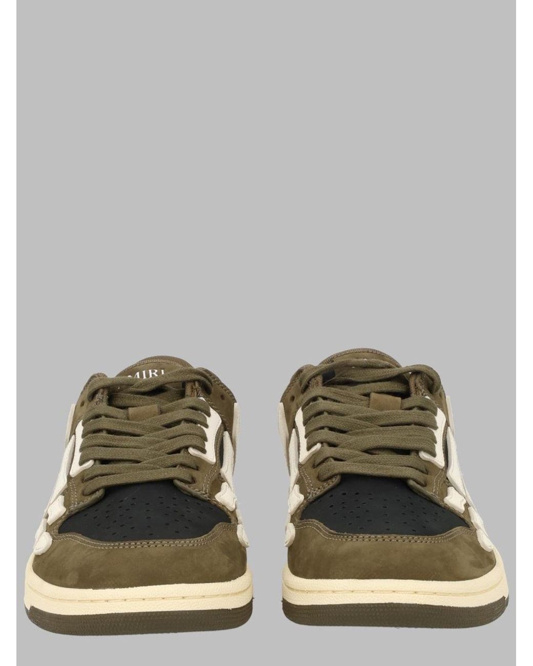 Amiri Green Low-Top Textured Leather Panel Sneakers for men