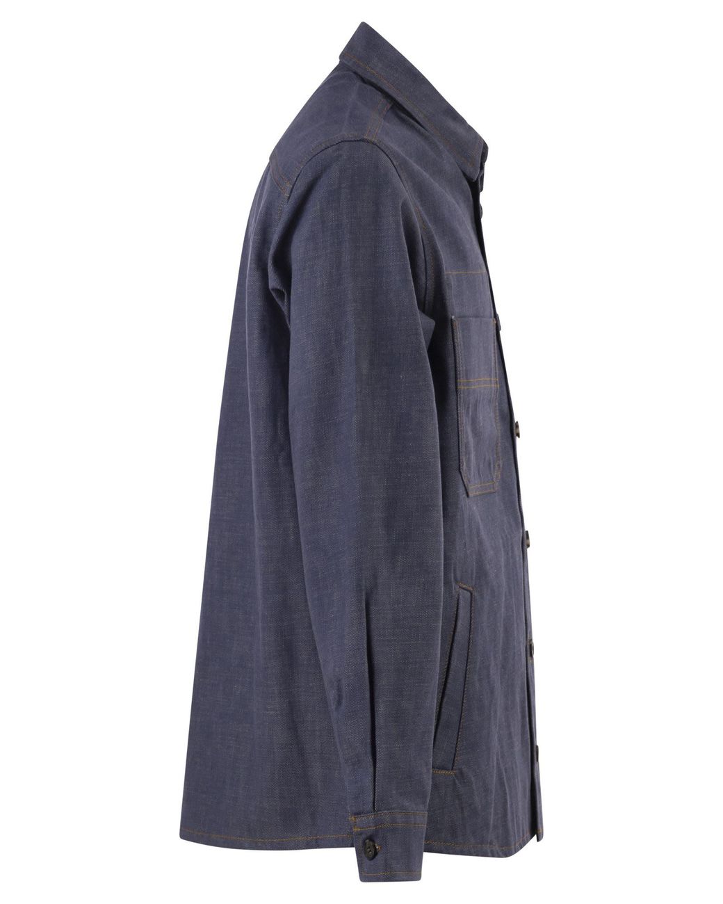 A.P.C. Blue Cotton Denim Shirt With Patch Pockets for men