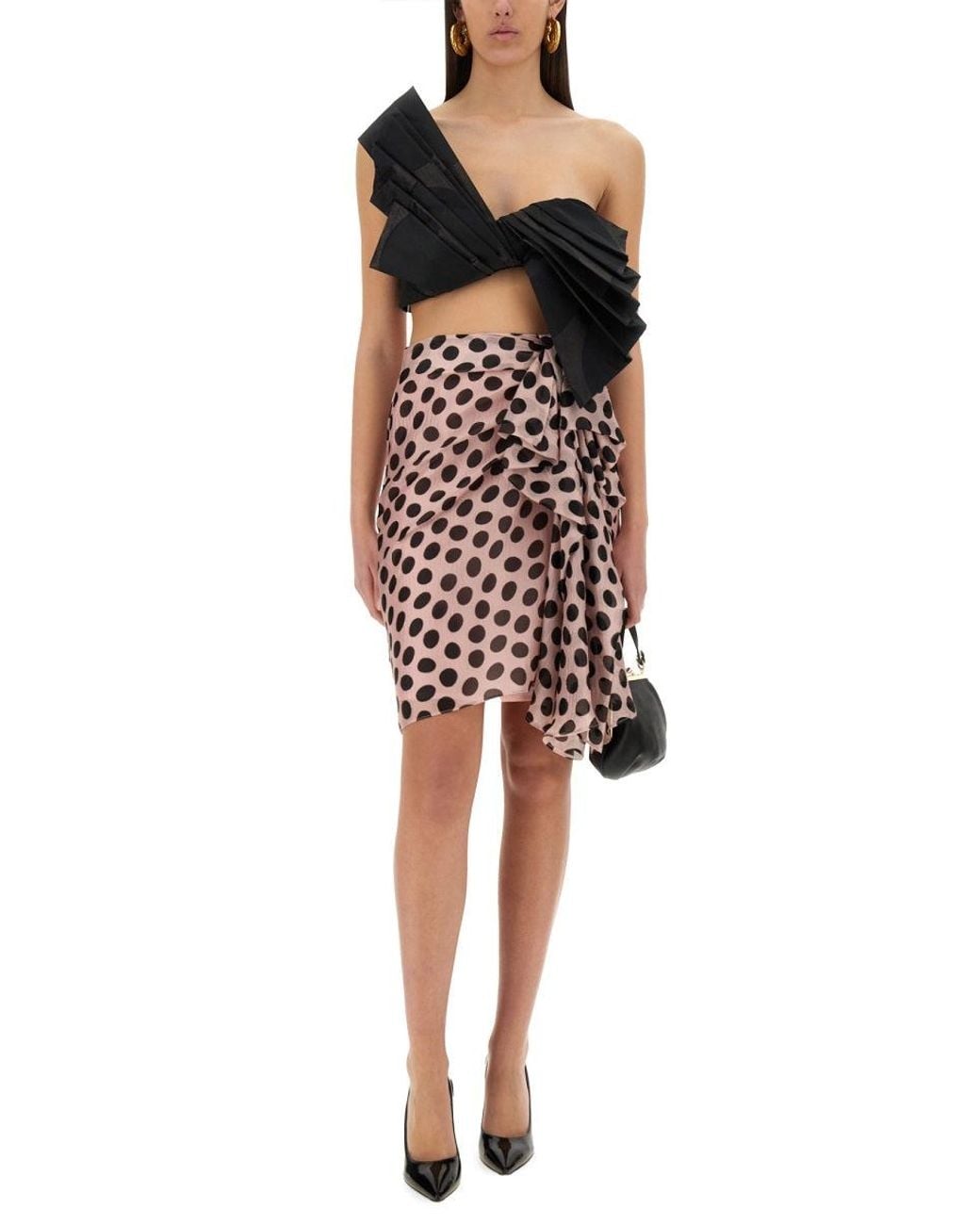 Nina Ricci Pink Midi Skirt With Asymmetrical Bow Detail