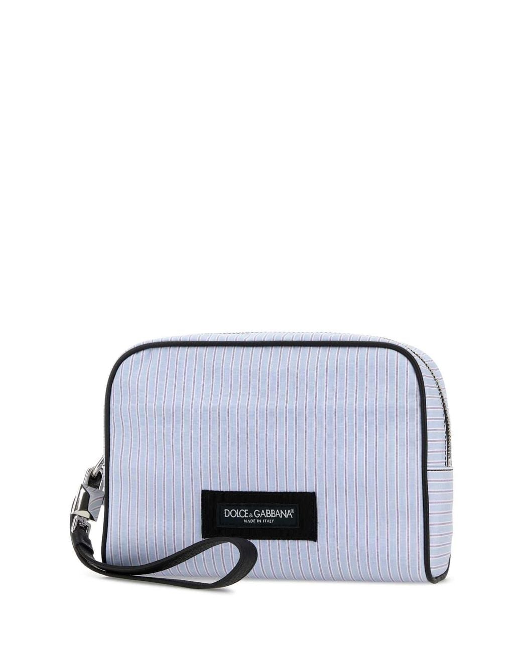 Dolce & Gabbana Blue Dolce & Gabbana Embroidered Poplin Clutch for men