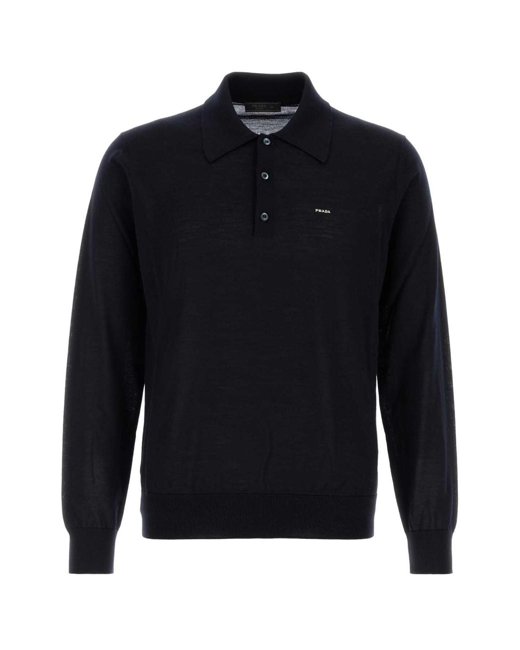 Prada Blue Midnight Wool Polo Shirt