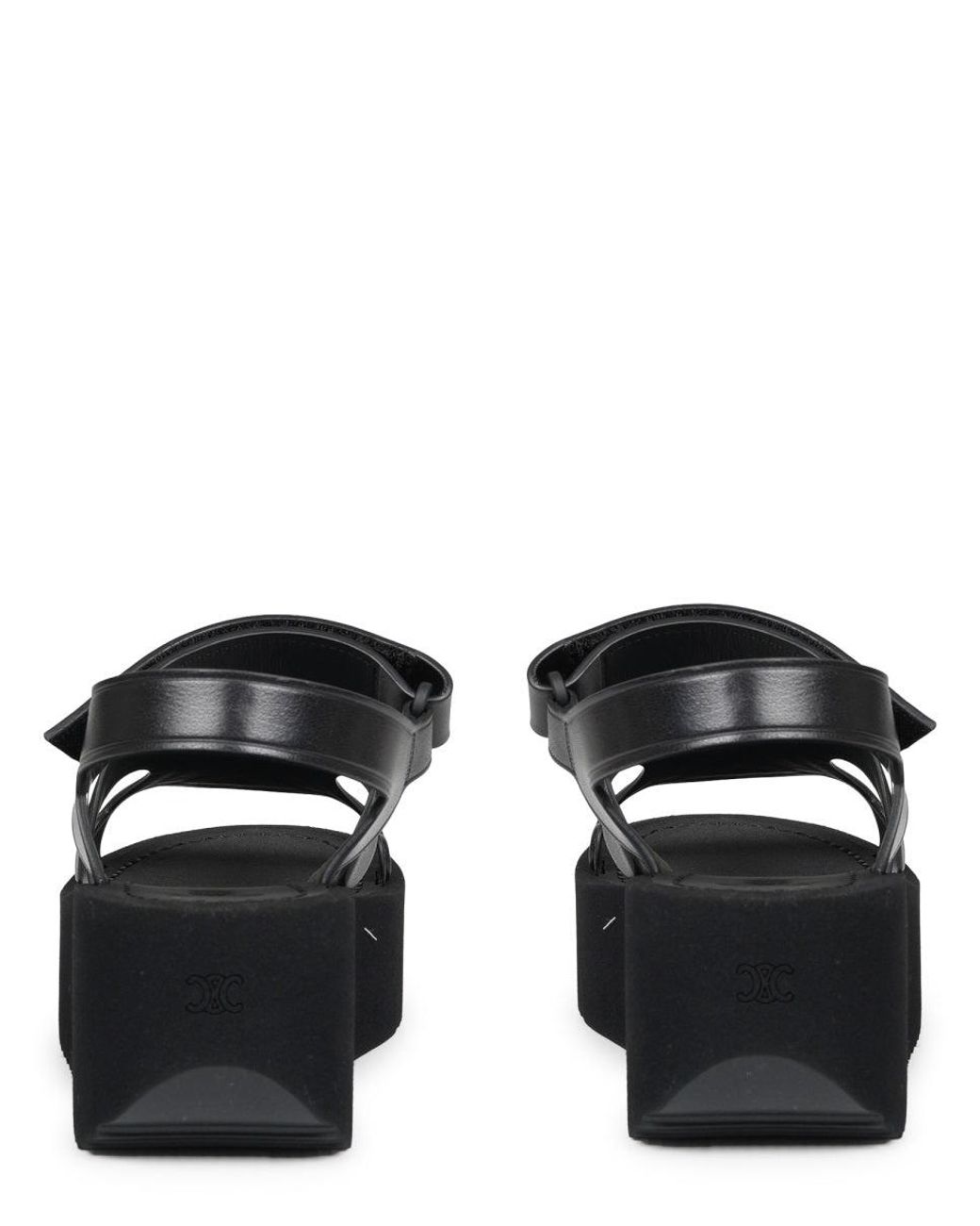 Céline Black Sunny Leather Sandals With 6 Cm Heel