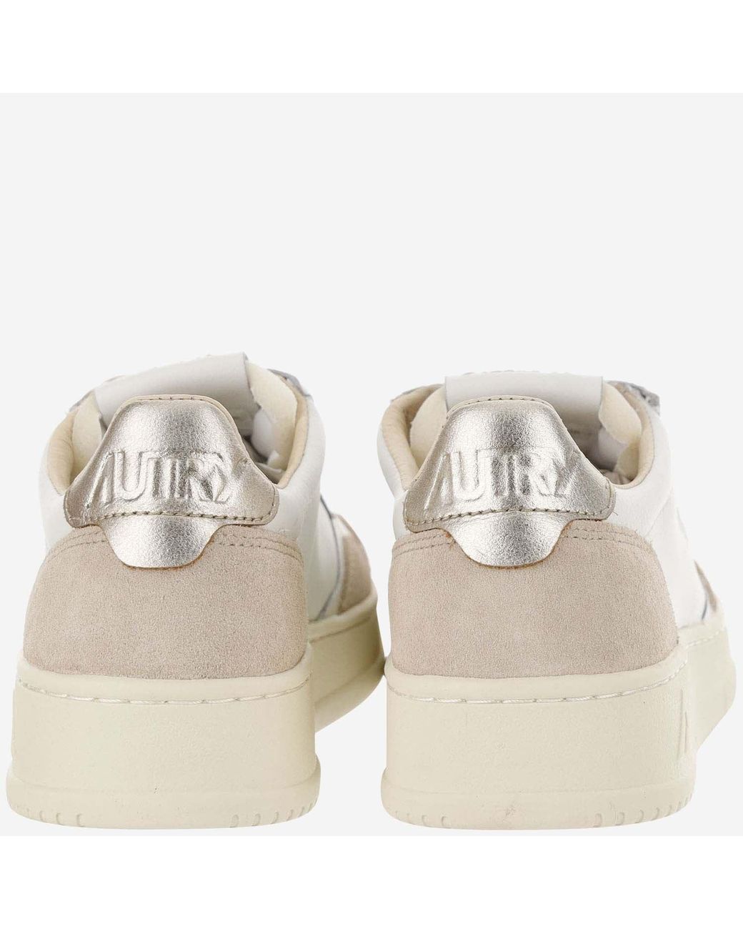 Autry White Suede Insert Perforated Leather Sneakers