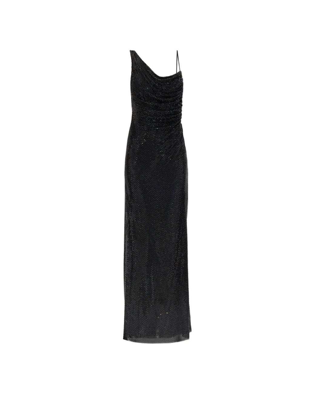 Self-Portrait Black Rhinestone Draped Maxi Dress