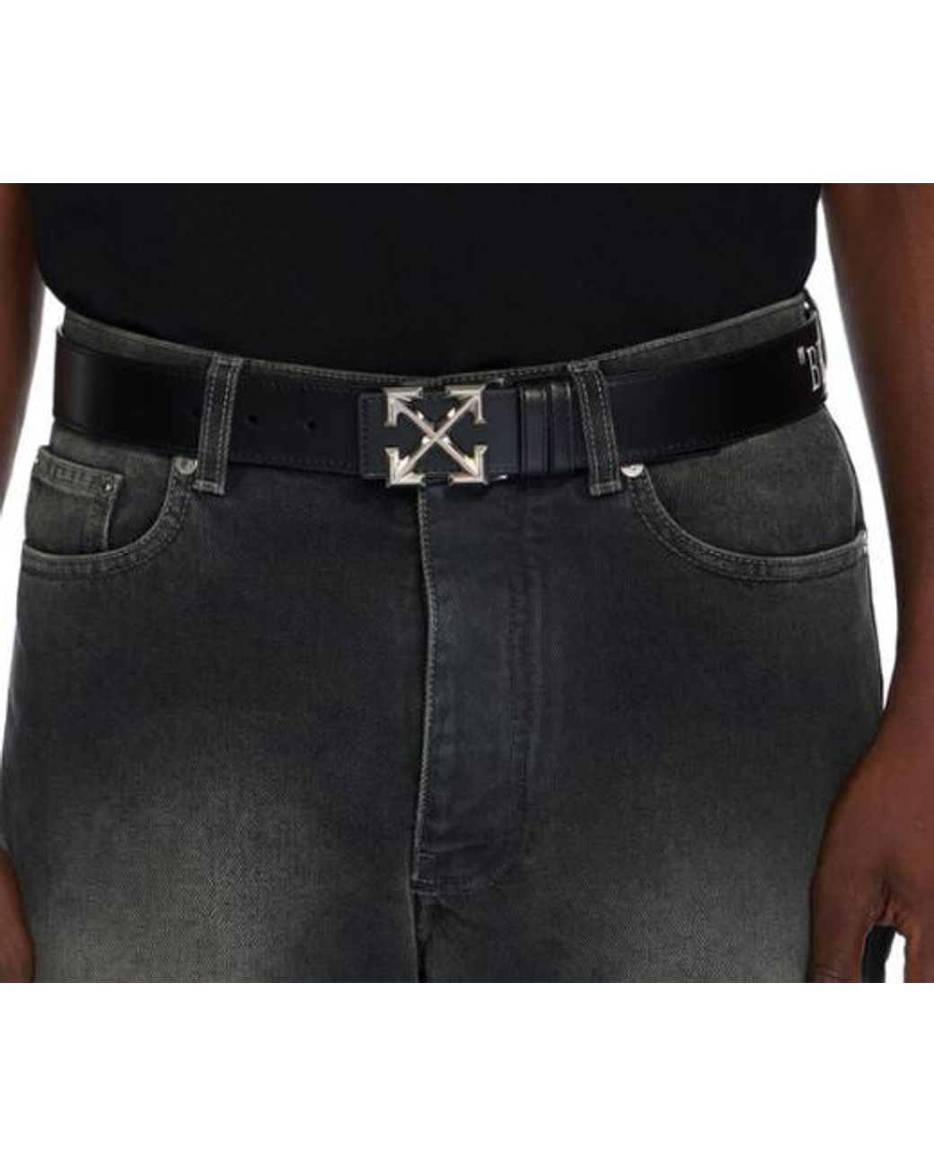 Off-White c/o Virgil Abloh Gebroken Witte Pijlriem Rv 35 Mm Offerte in het Black voor heren