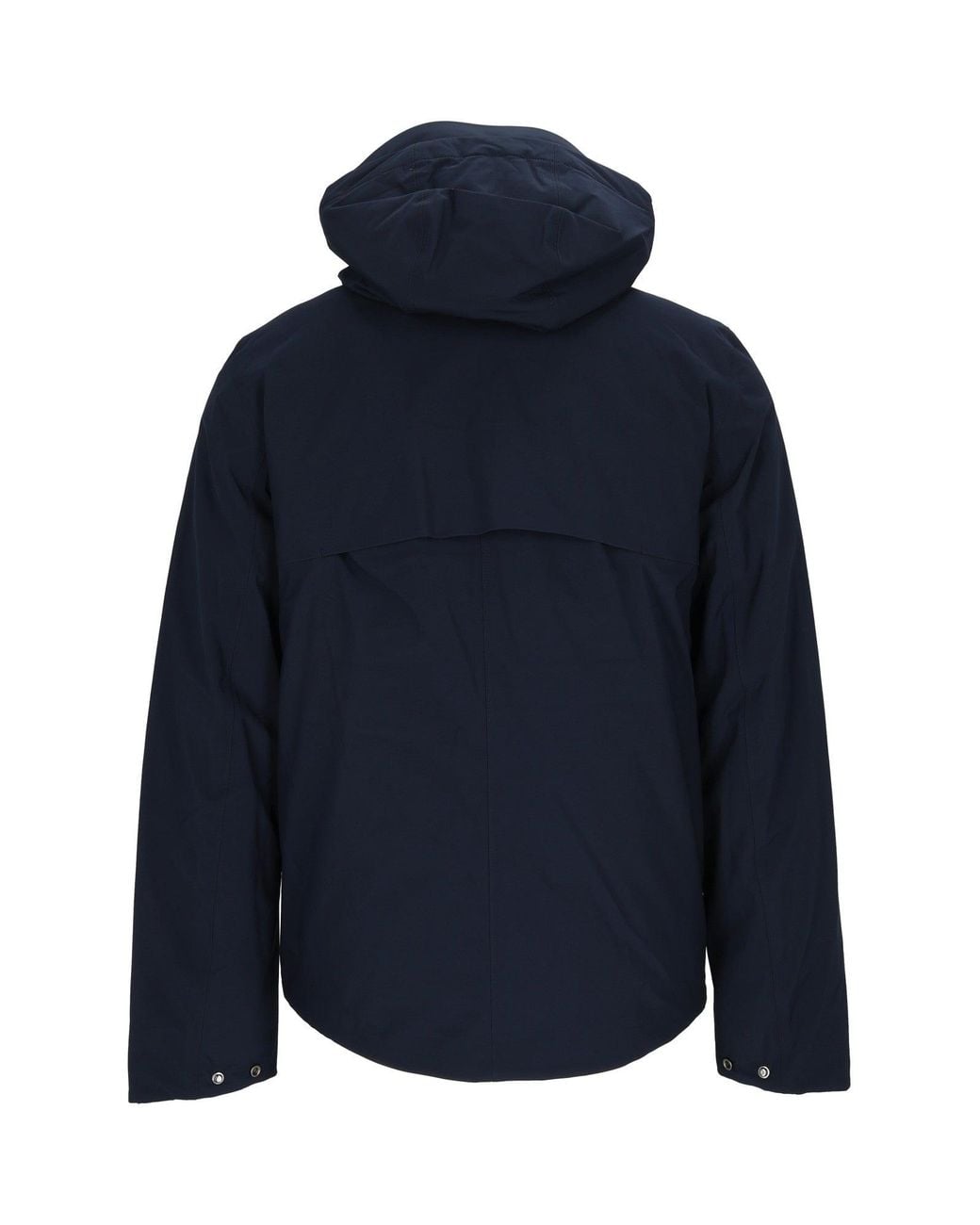 K-Way Blue Short Padded Jacket With High Collar And Concealed Closure