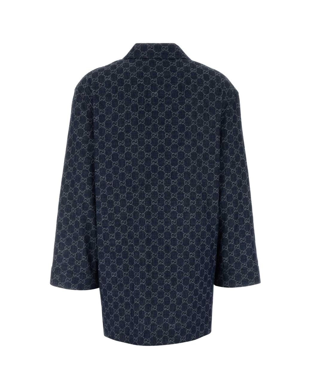 Gucci Blue Gg Dedim Blazer