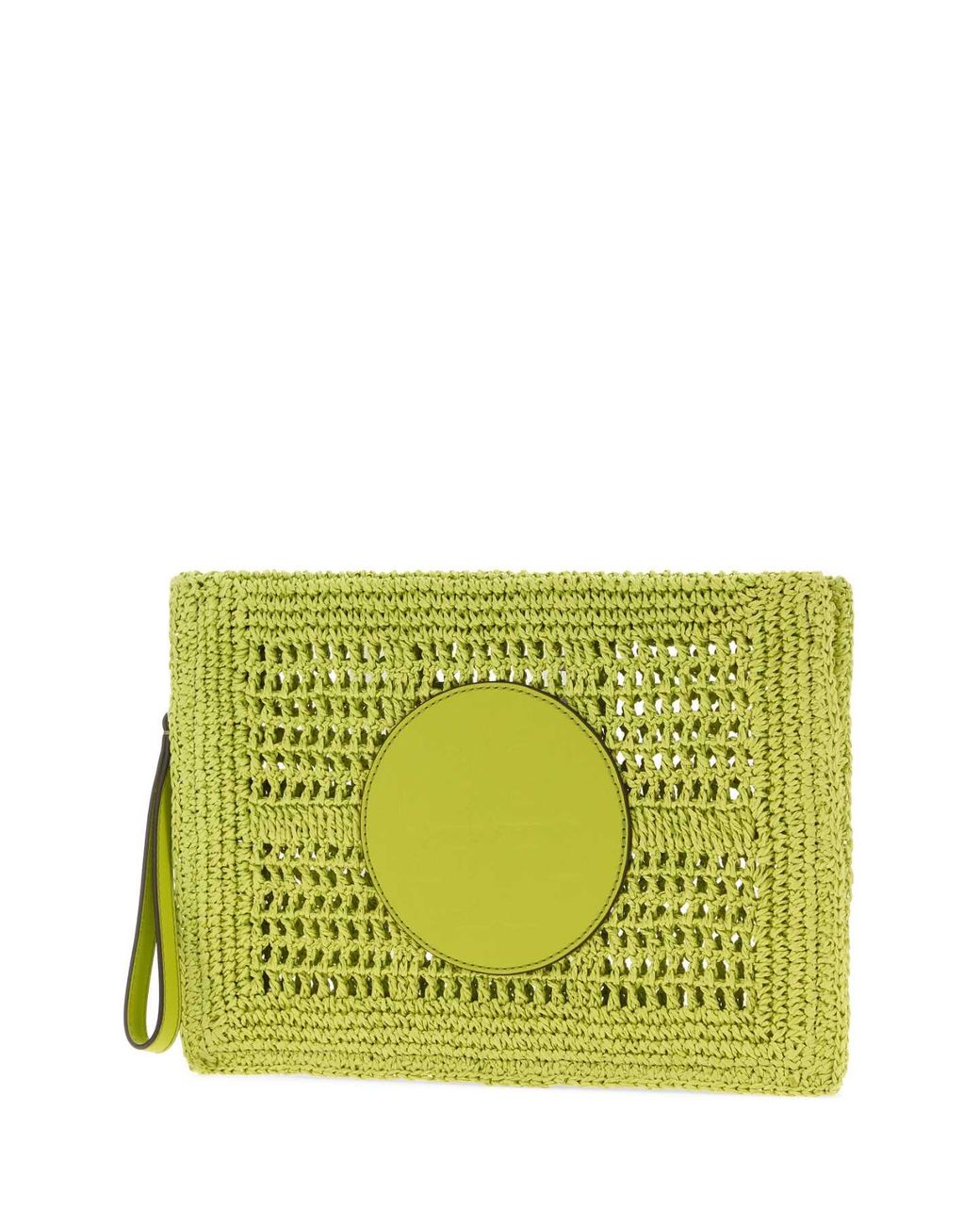 Tory Burch Yellow Light Green Raffia Ella Clutch