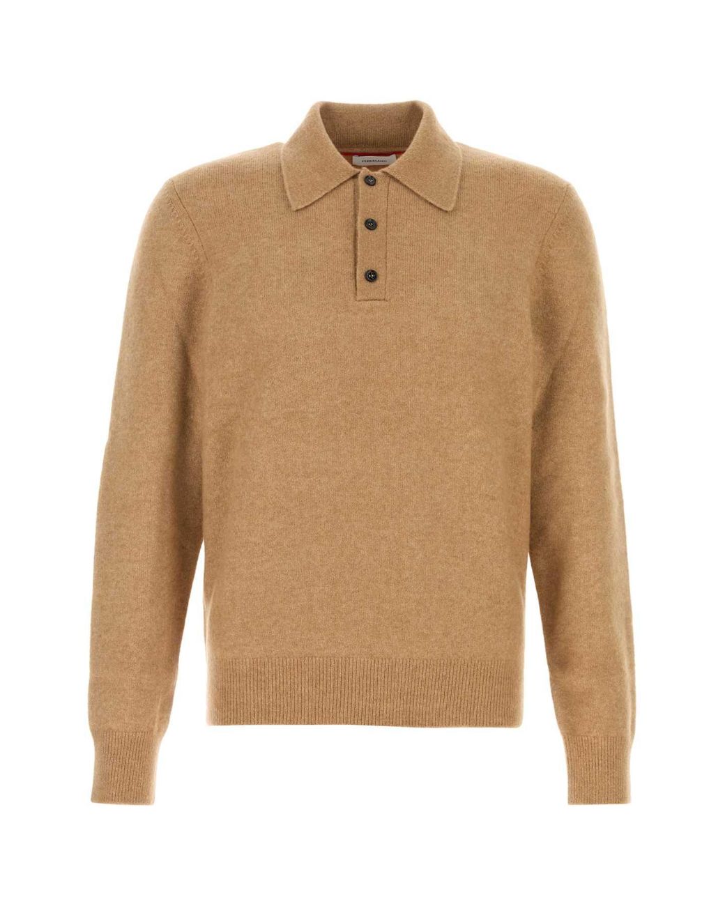 Ferragamo Natural Salvatore Stretch Camel Blend Polo Shirt for men