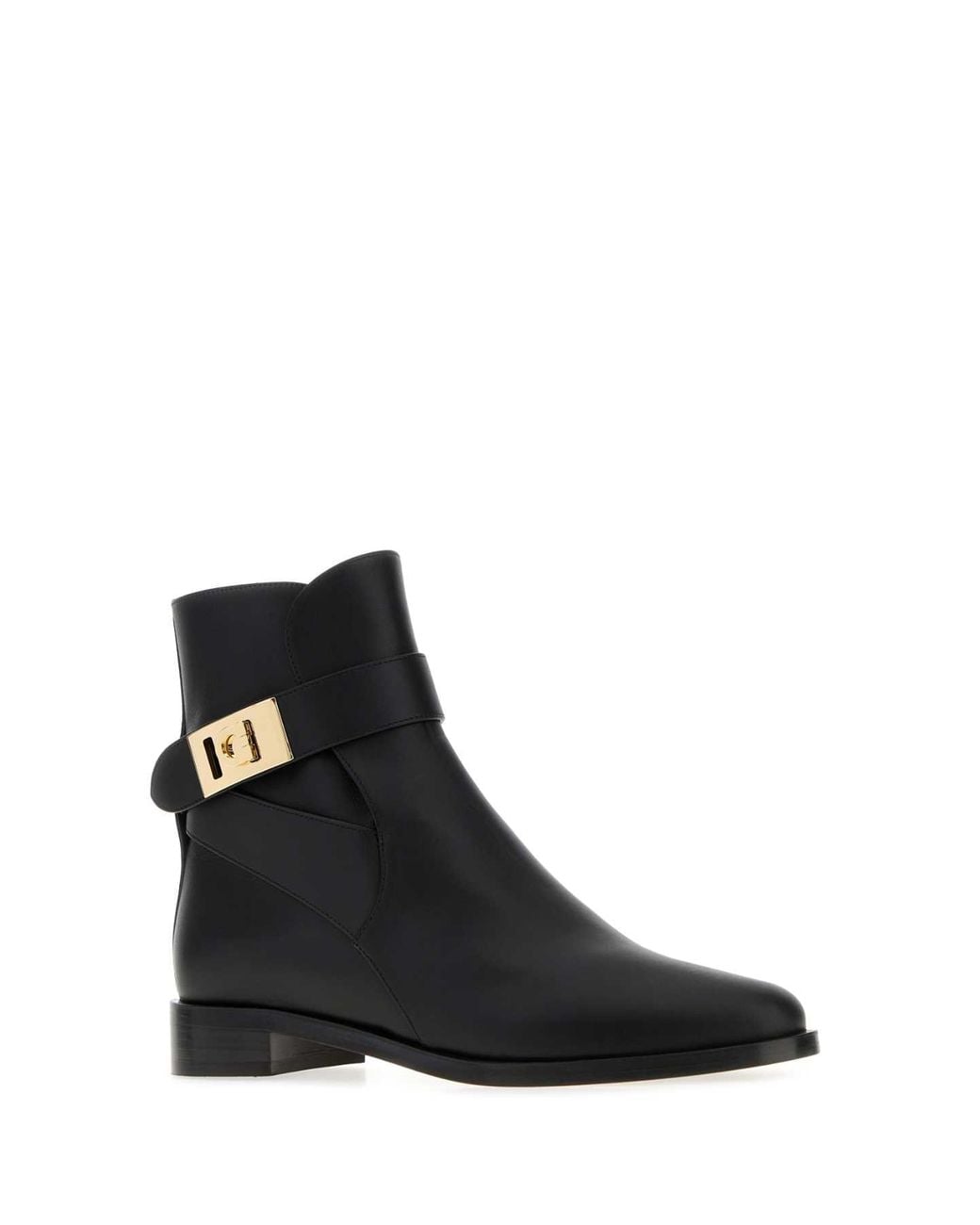 Ferragamo Black Zanira Leather Ankle Boots