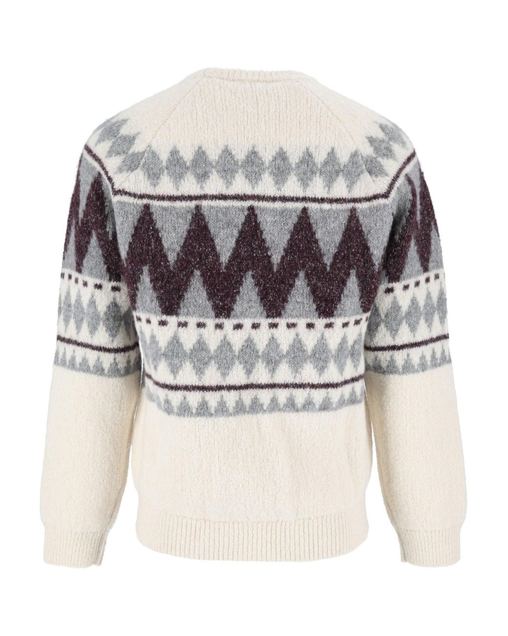 Peserico White Textured Geometric Pattern Knit Sweater for men