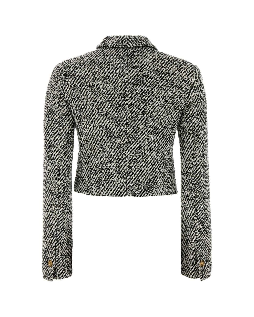 Versace Gray Two-Tone Responsible Wool Bouclé Loop Jacket For