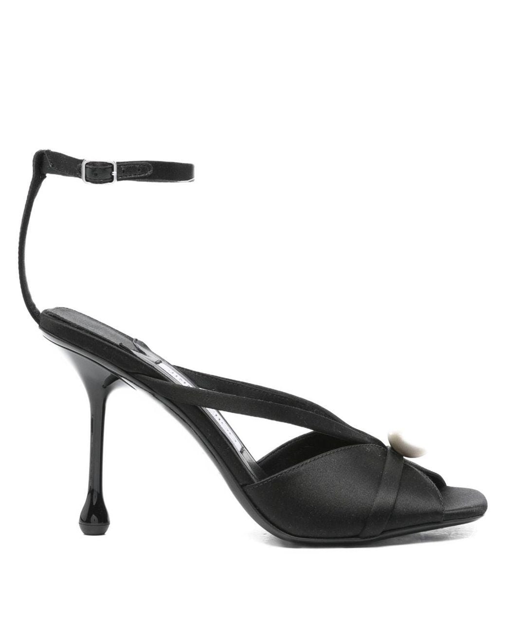 Jimmy Choo Black Siva 95 Satin Sandals