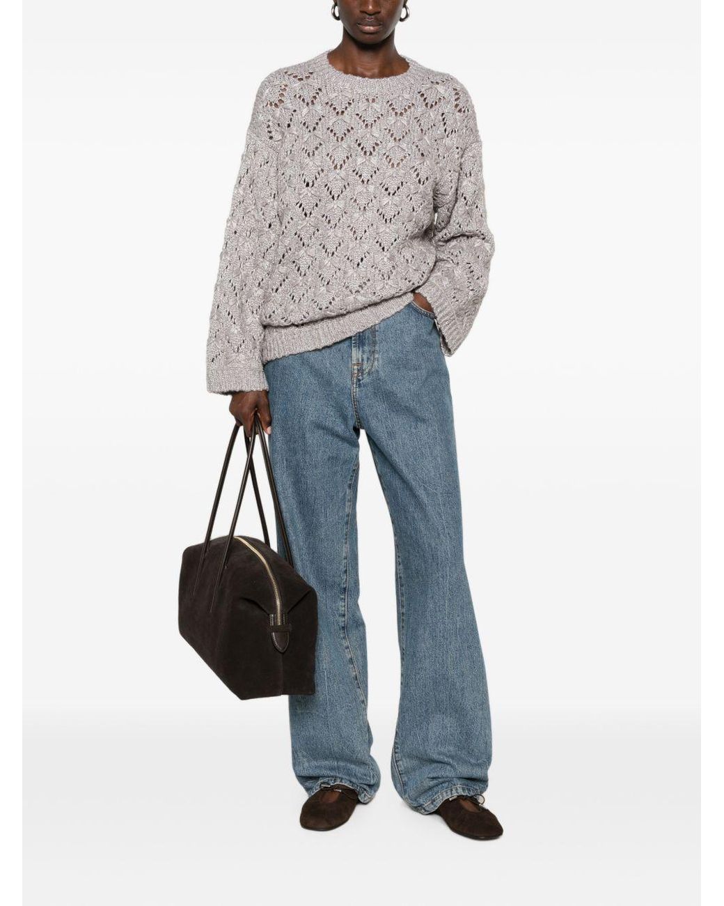 Fabiana Filippi White Wool Crewneck Sweater