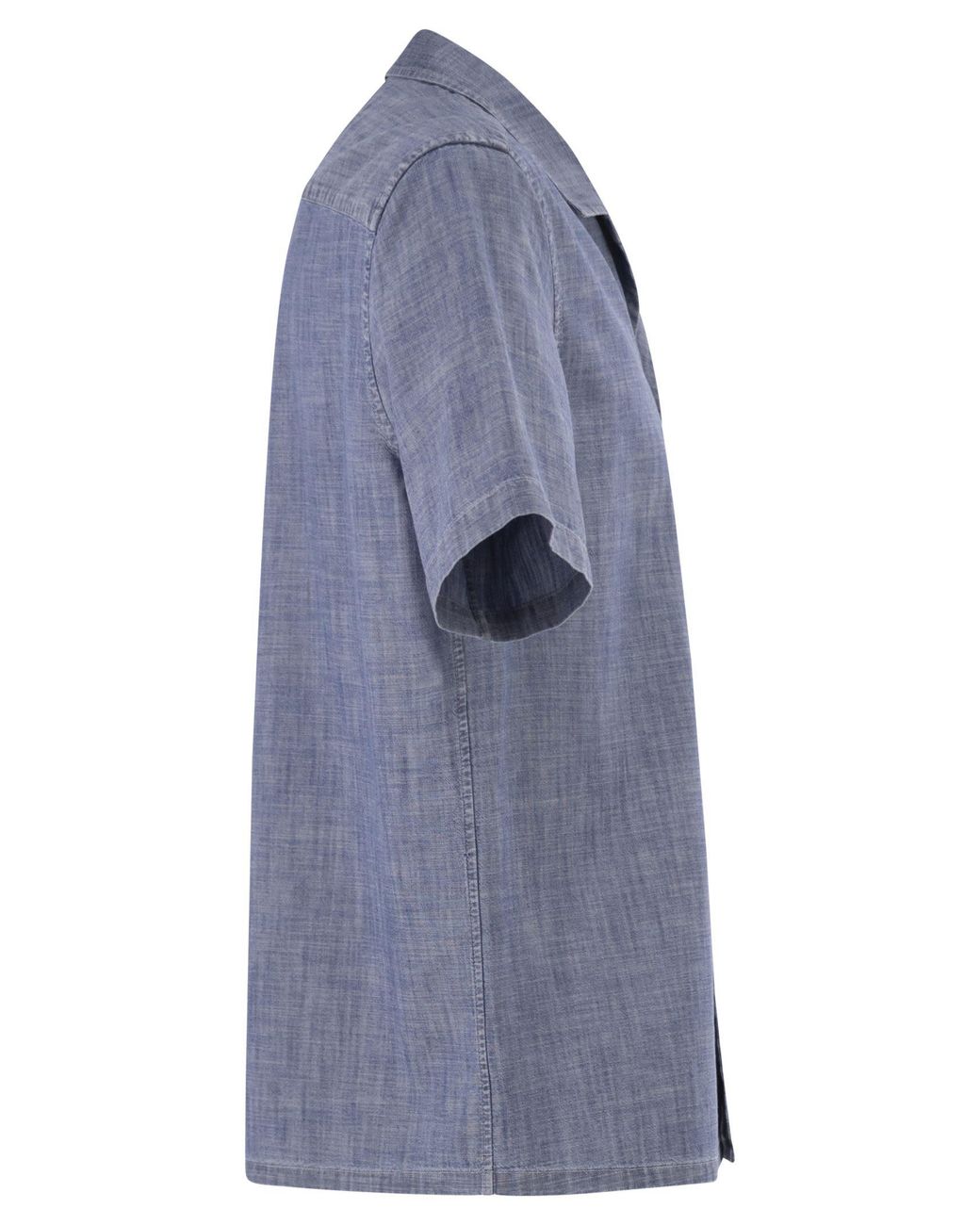 Peserico Blue Lightweight Cotton Chambray-Effect Short-Sleeve Shirt for men