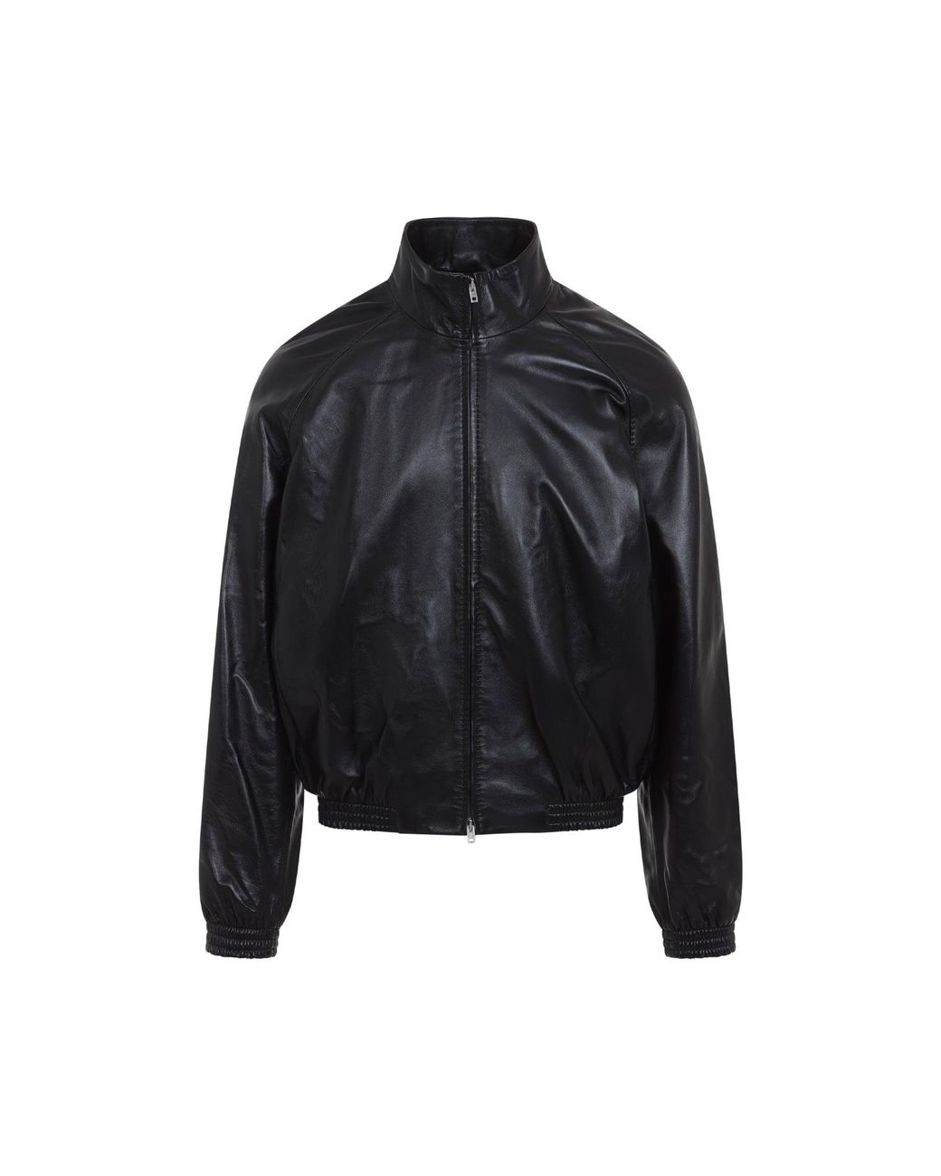 Acne Black Leather Bomber Jacket for men