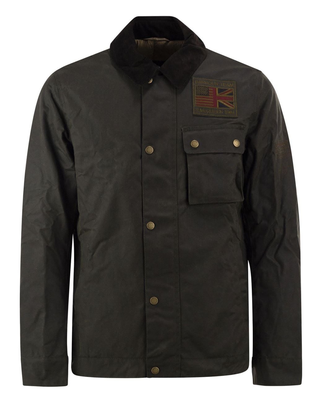 Barbour Black Workers Waxed Cotton Jacket With Padding