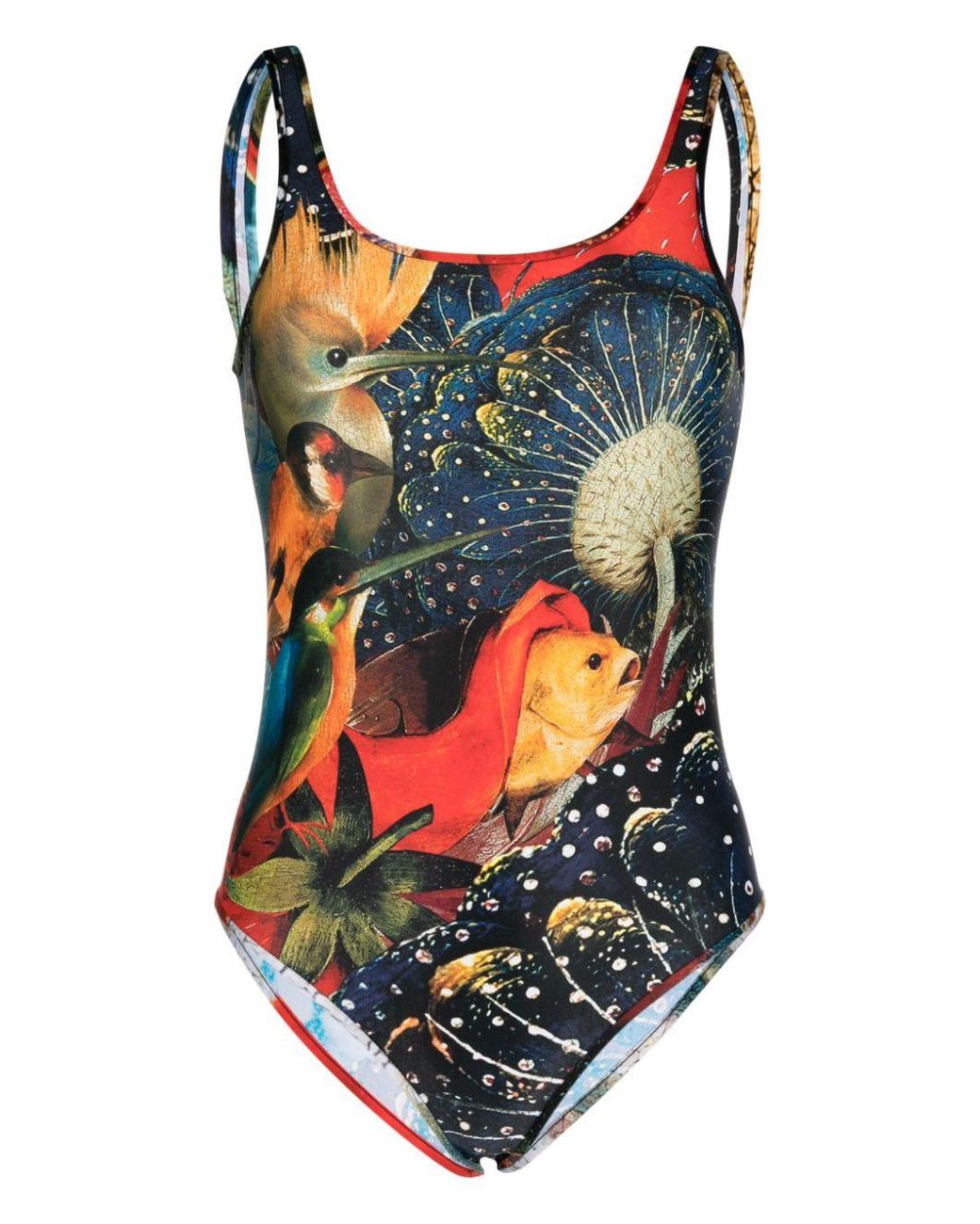 McQueen Multicolor One-Piece Printed Jersey Swimsuit