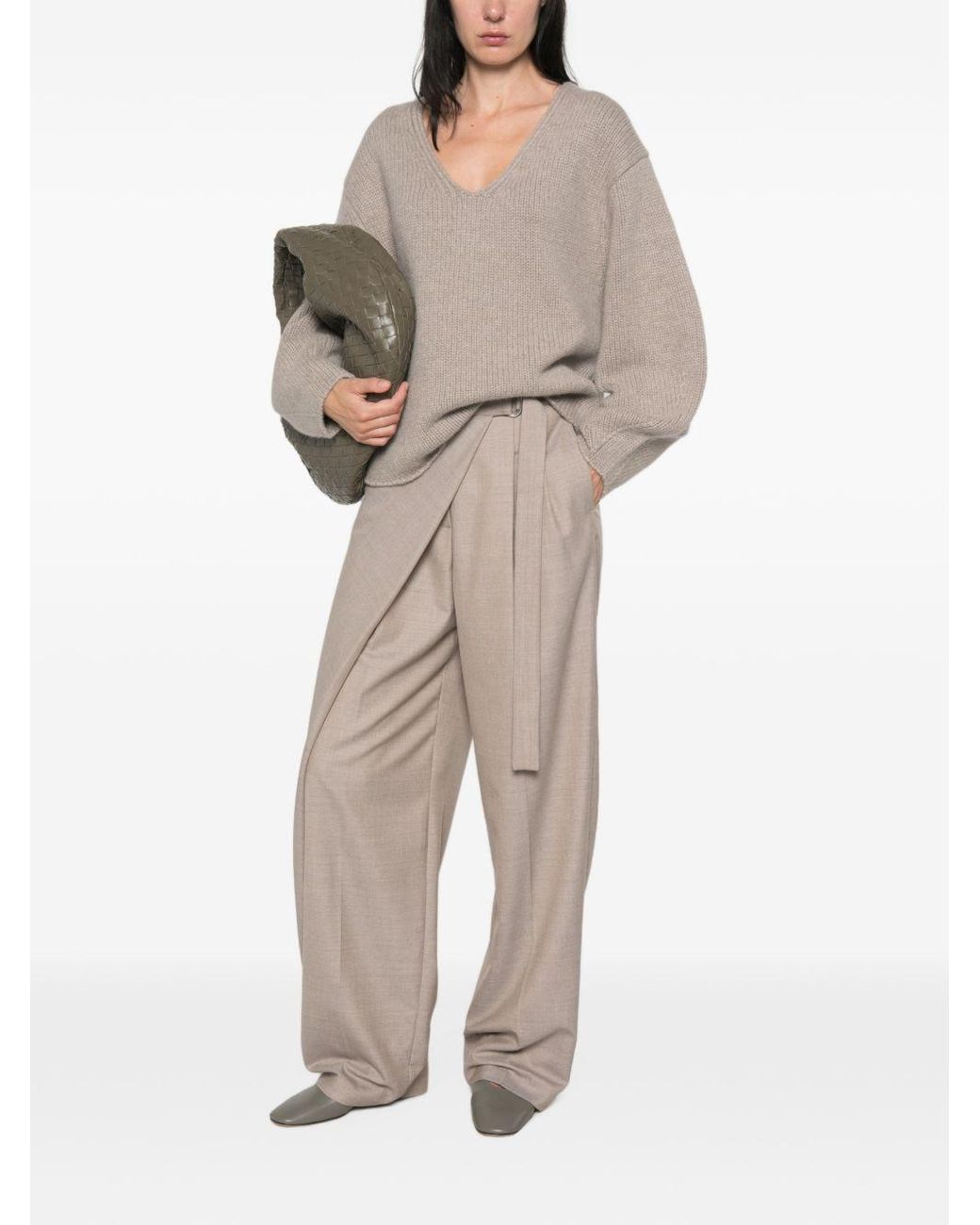 Soft Goat Natural Cashmere V Necked Sweater