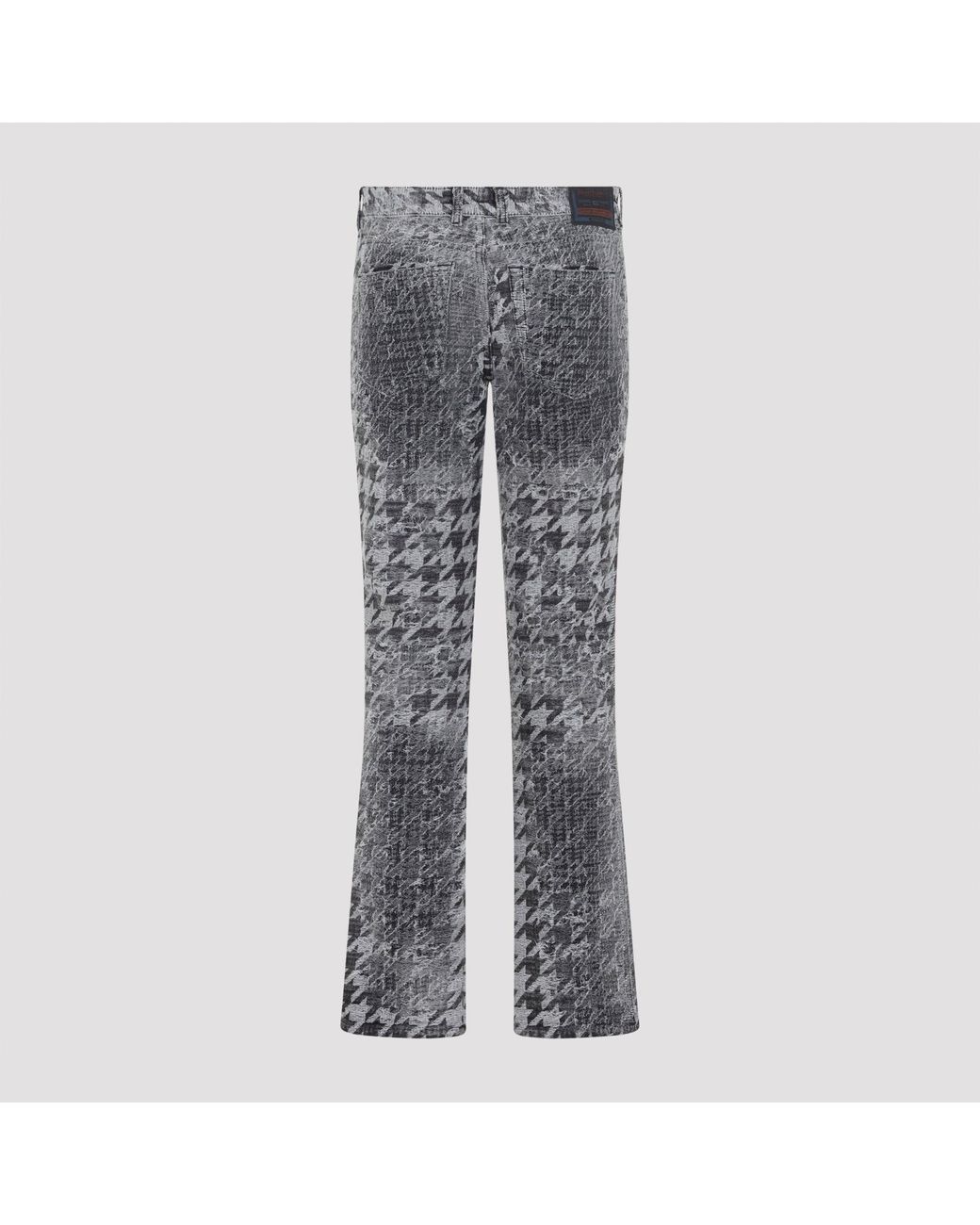 DIESEL Gray Houndstooth Pattern Jeans With Flared Leg Design