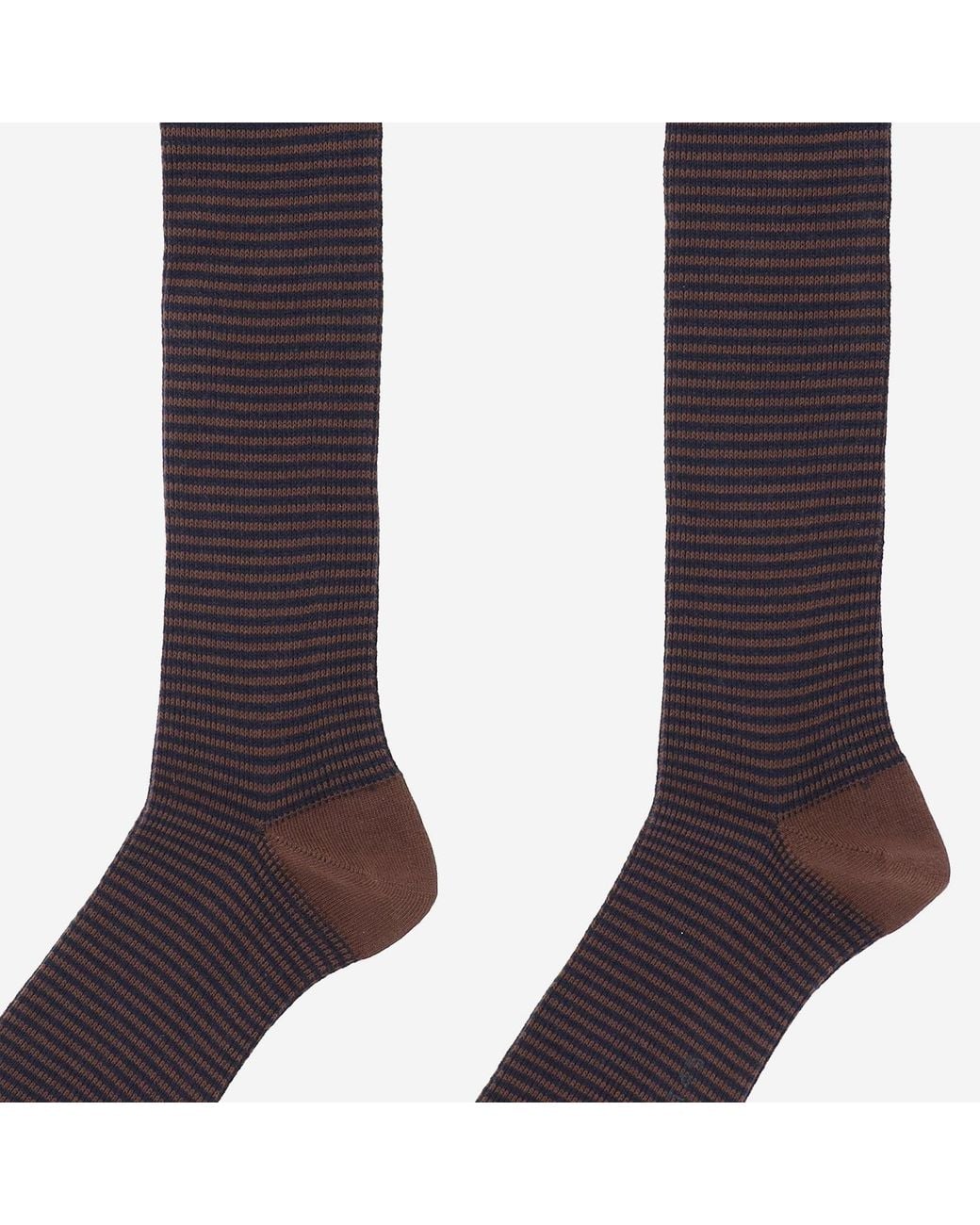 ANT45 Brown Cotton Socks With Vertical Stripes