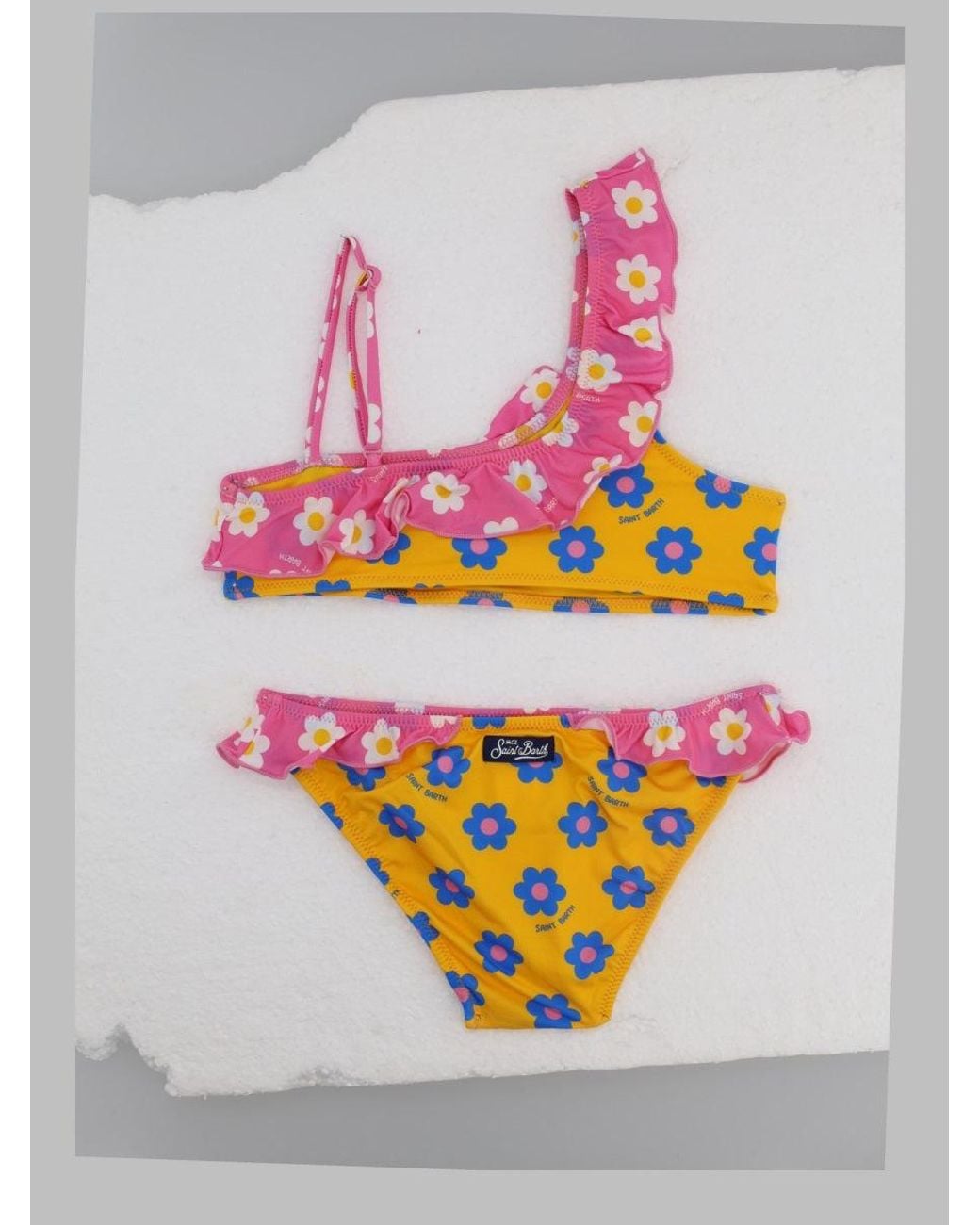 Mc2 Saint Barth Pink Girls Mini Bikini Swimsuit With Stretch Fit
