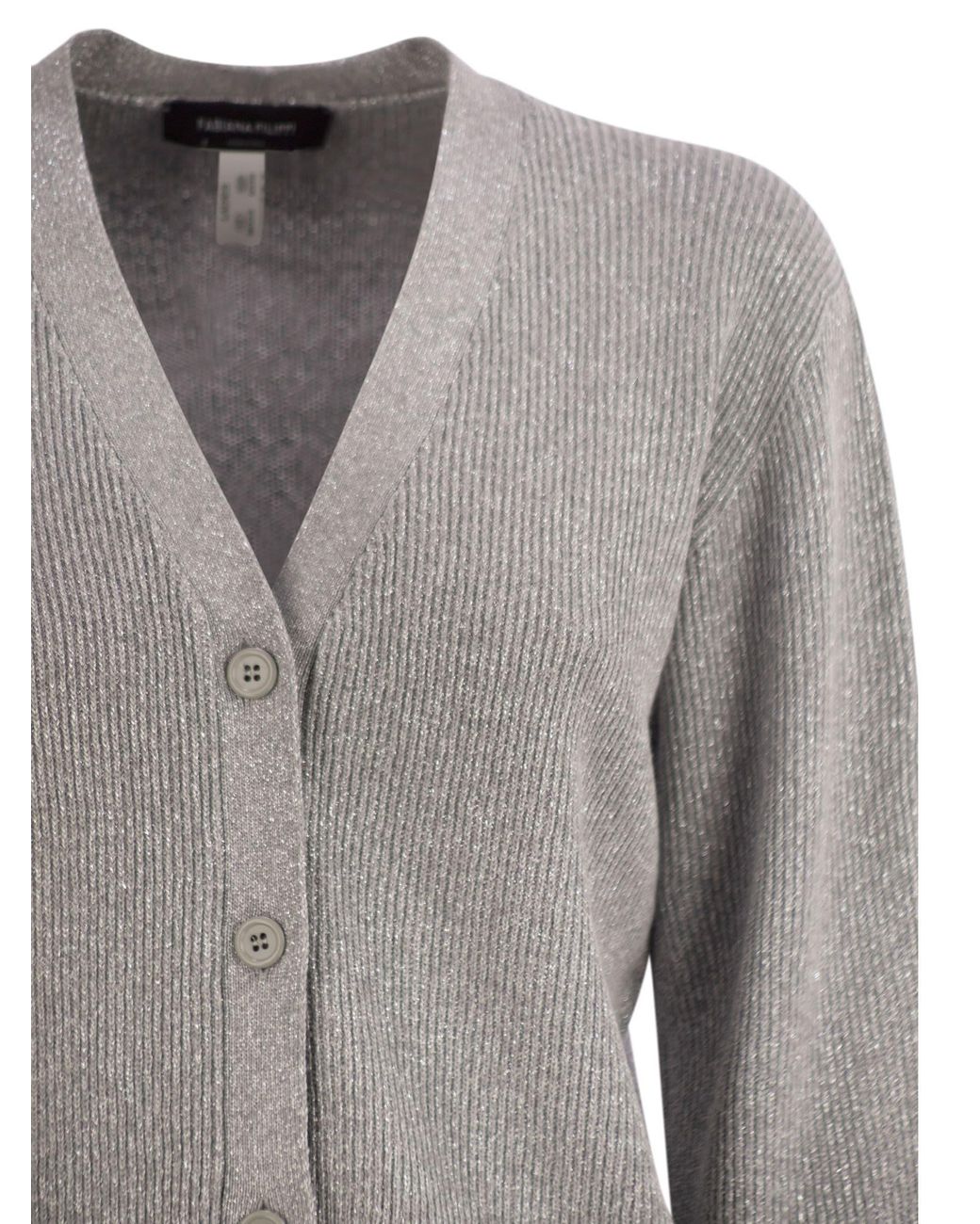 Fabiana Filippi Gray English Ribbed Cardigan