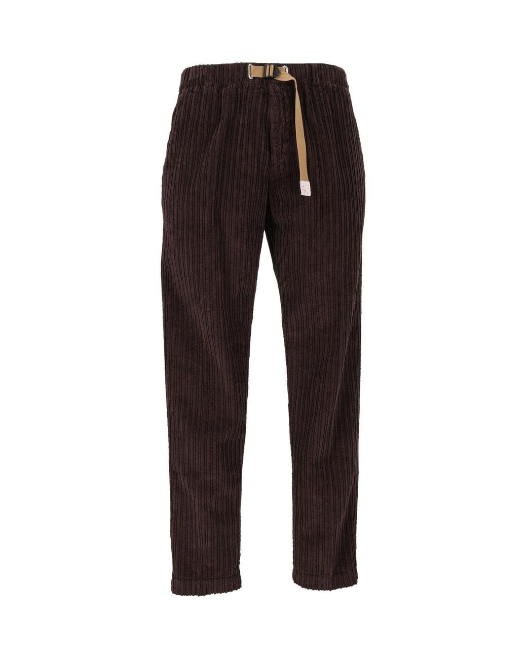 White Sand Black Wide-Stripe Corduroy Strap Straight-Leg Pants for men