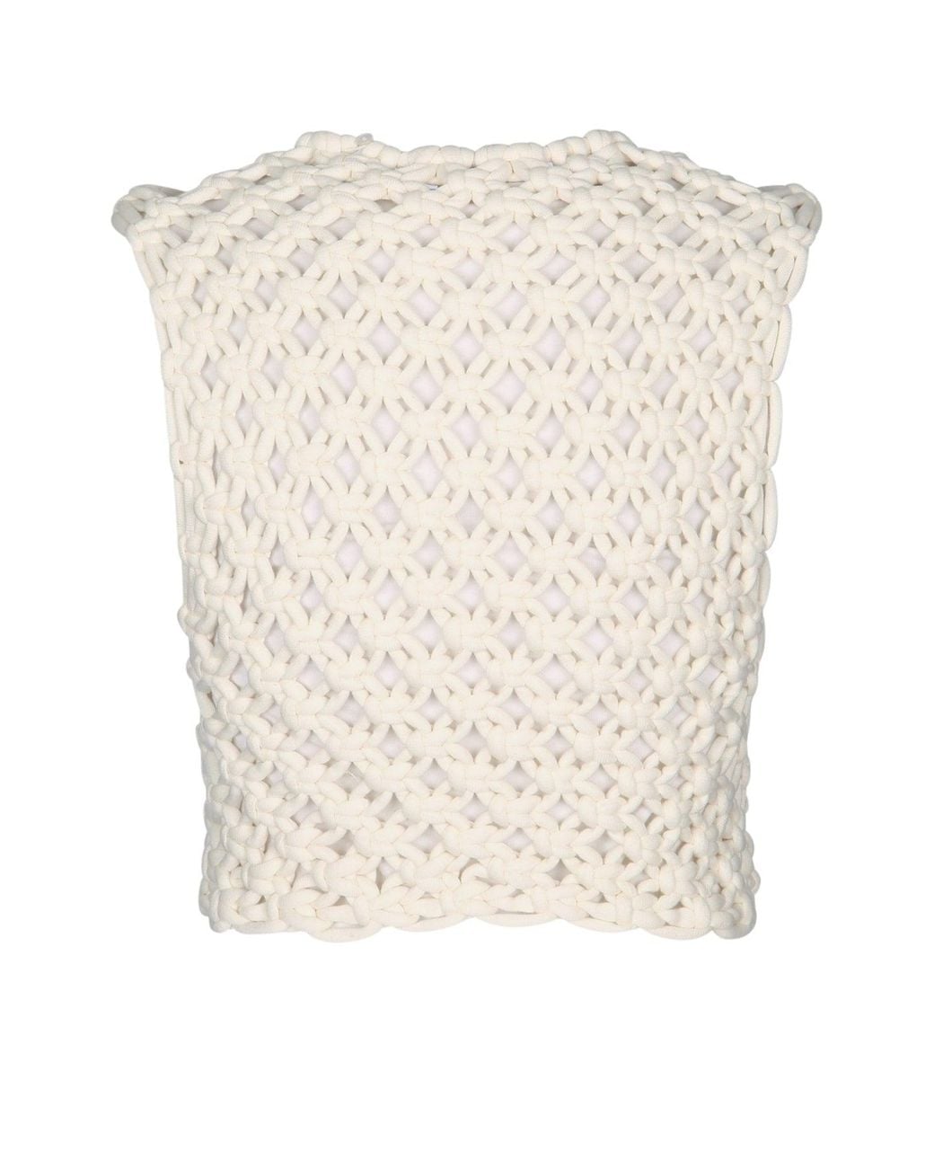 Alaïa Natural Crochet Strapless Top